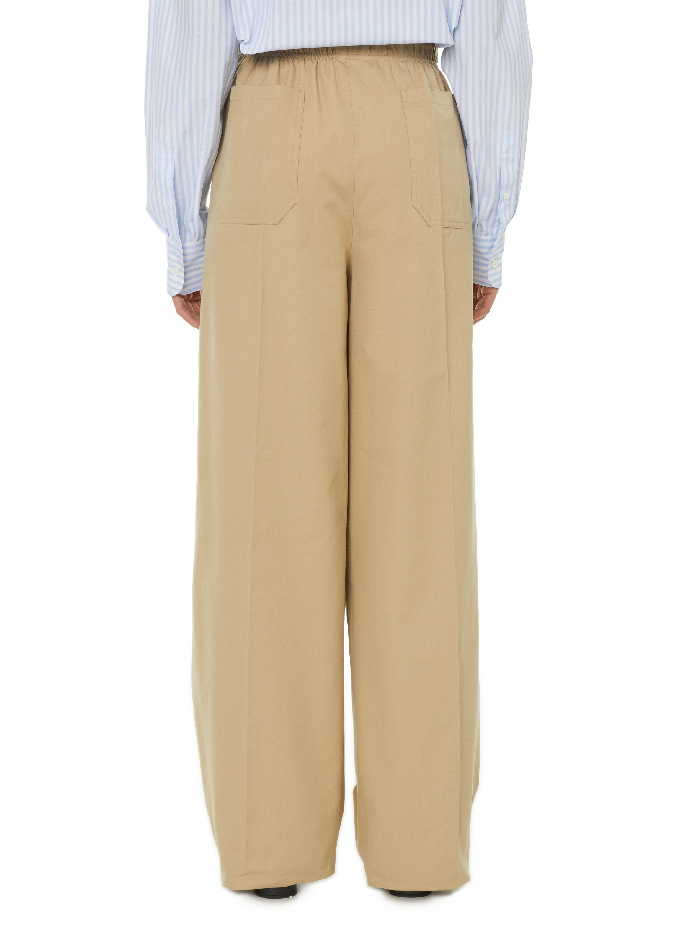 Wide-leg cotton trousers PRADA Beige