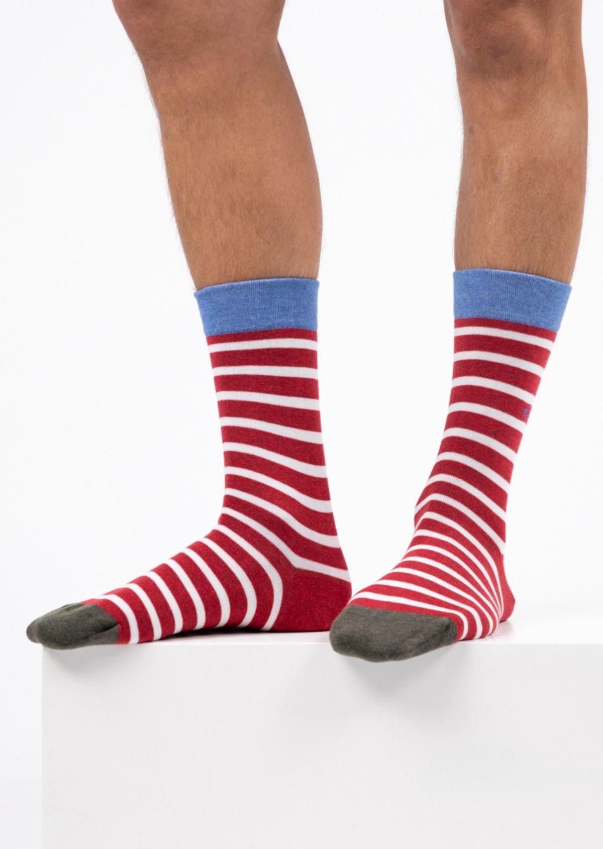 Chaussettes en coton peigné à rayures larges BILLYBELT Rouge