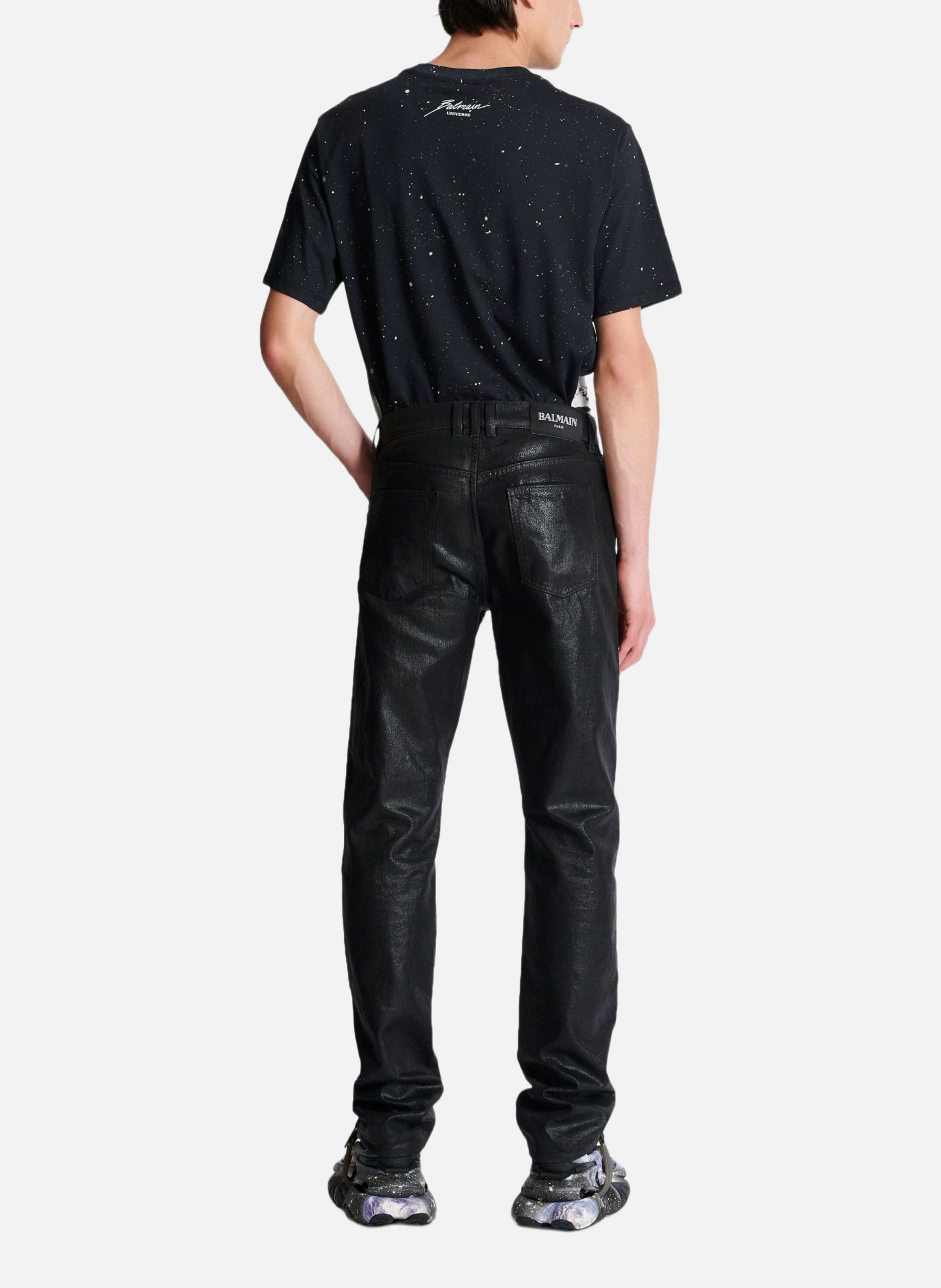 Jean regular en denim enduit BALMAIN Noir