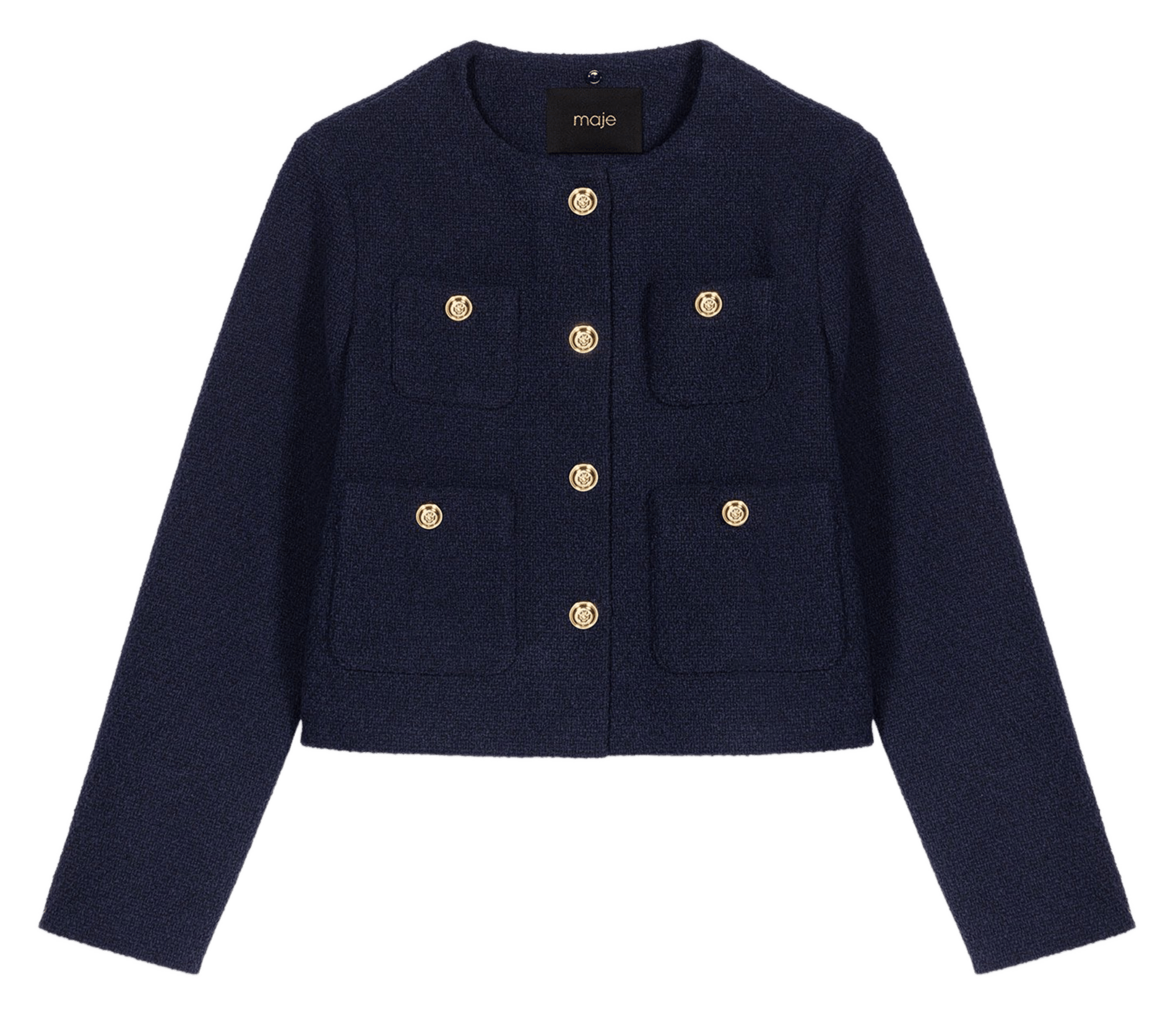 Veste droite en coton mélangé Bleu