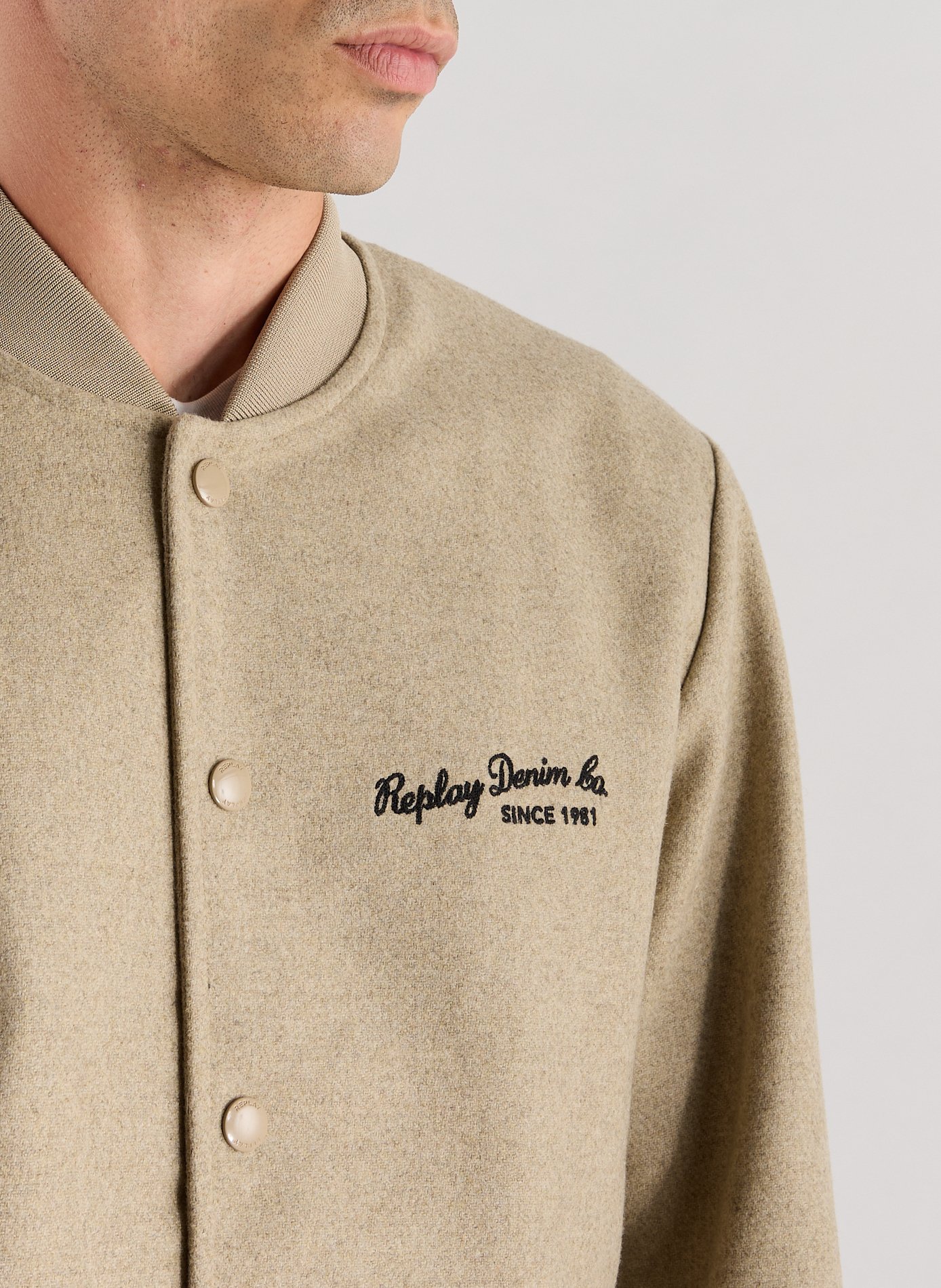 Veste universitaire en coton mélangé REPLAY Beige