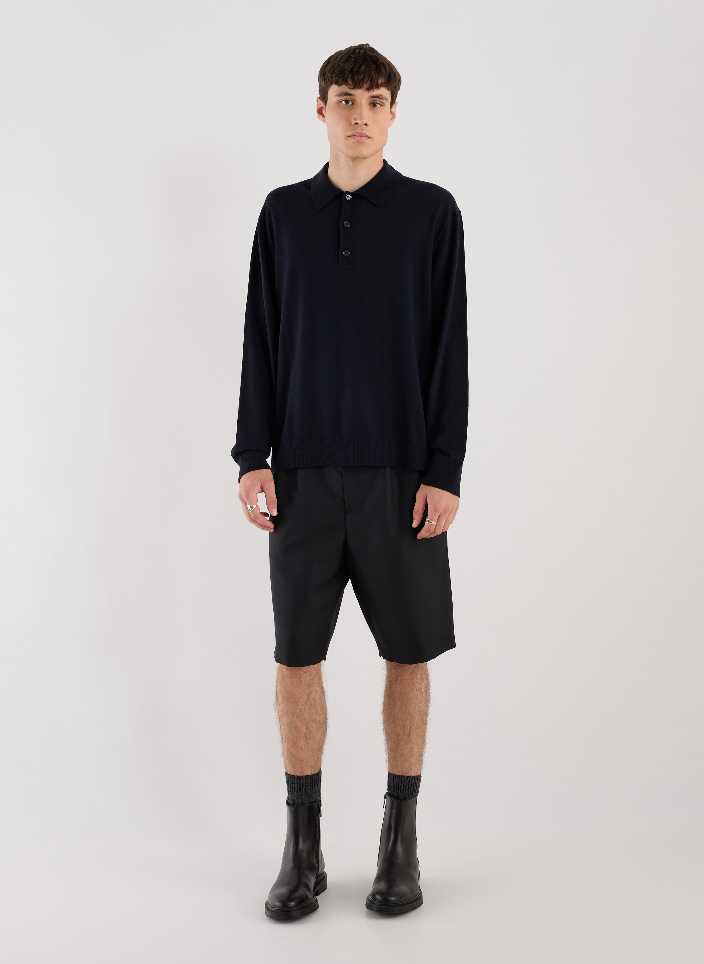 Merino wool polo neck sweater SAISON 1865 Blue