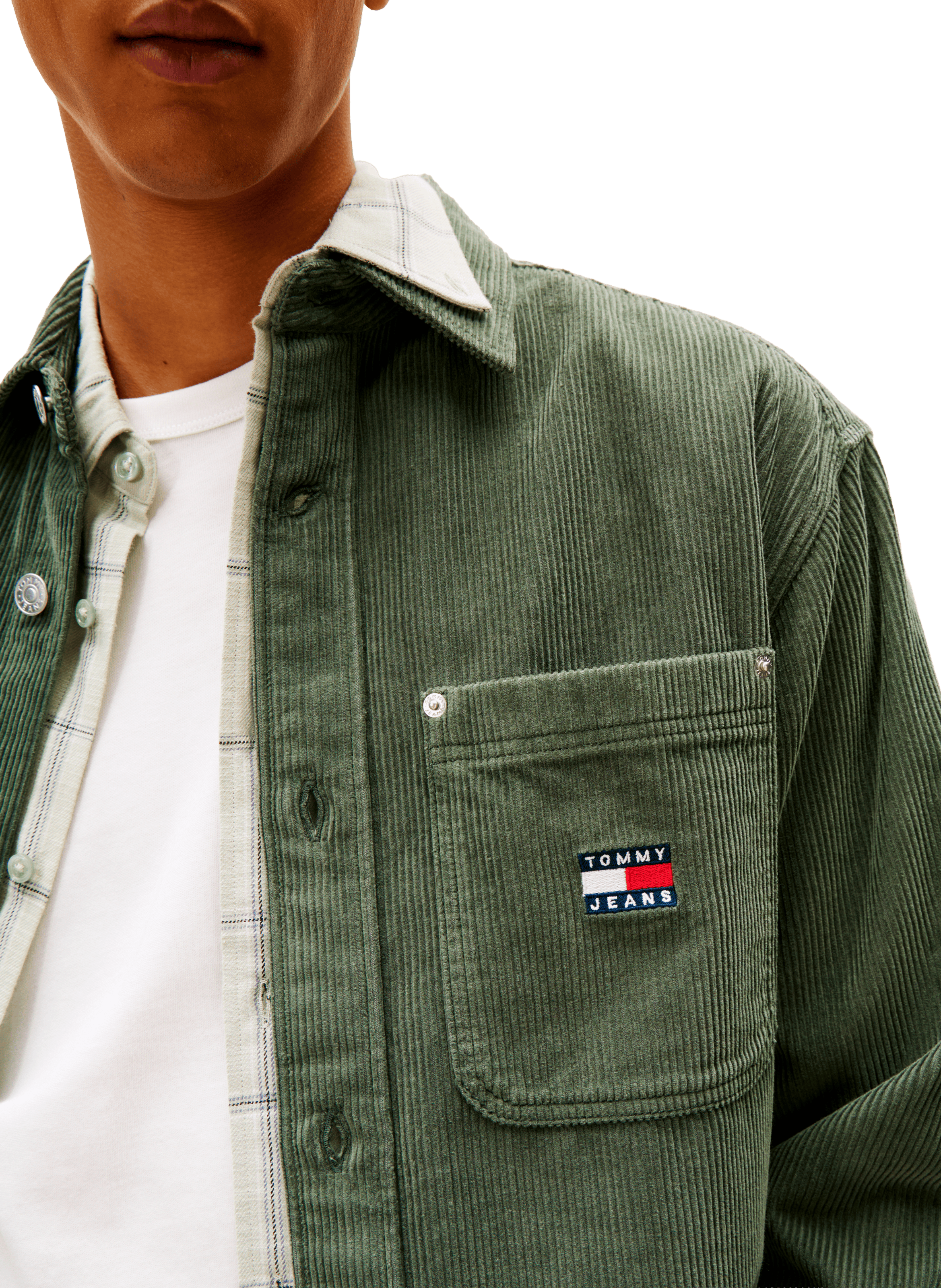 Cotton corduroy shirt TOMMY HILFIGER Green