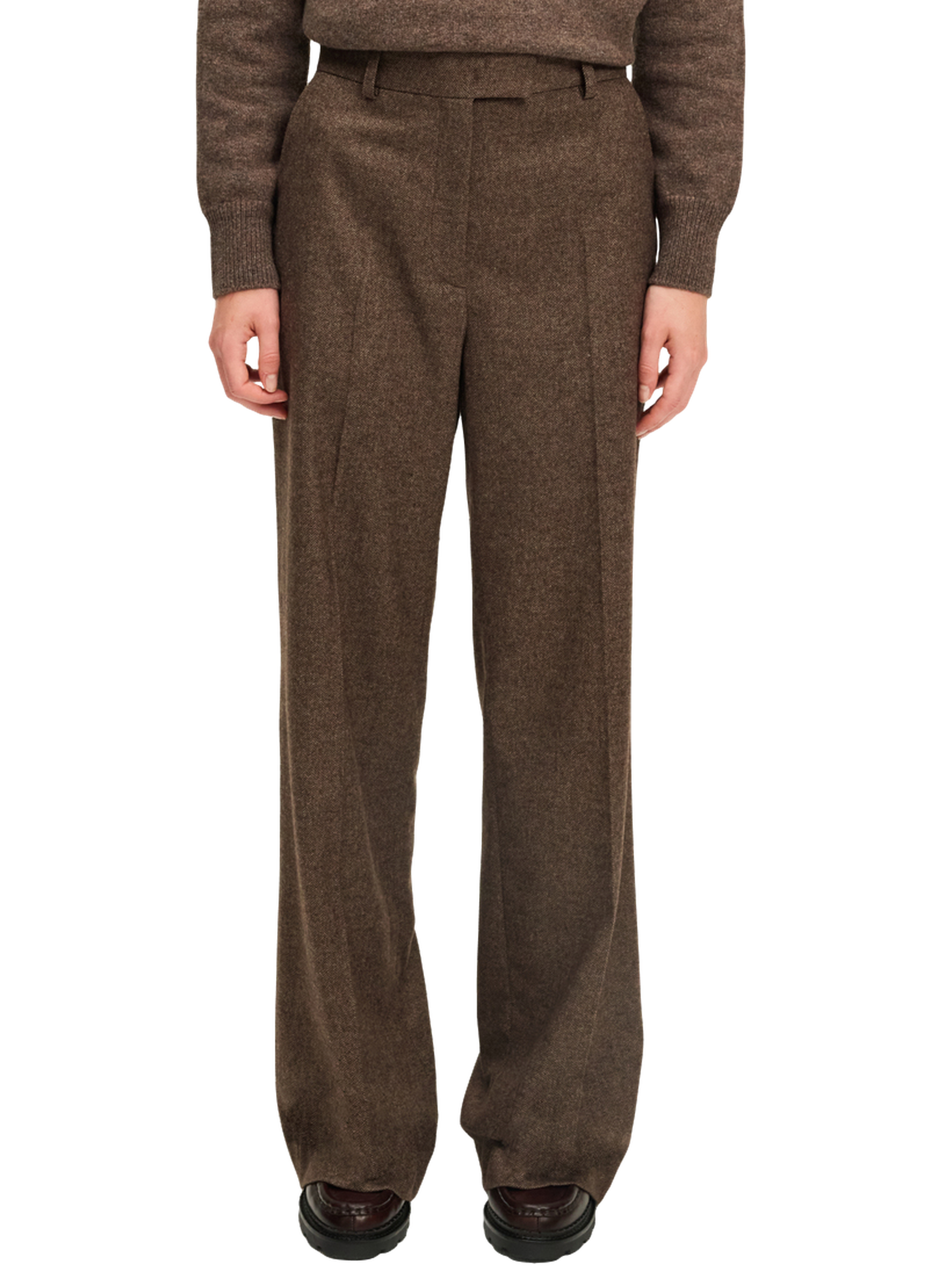 PABLO Pantalon large à chevrons - caline Marron