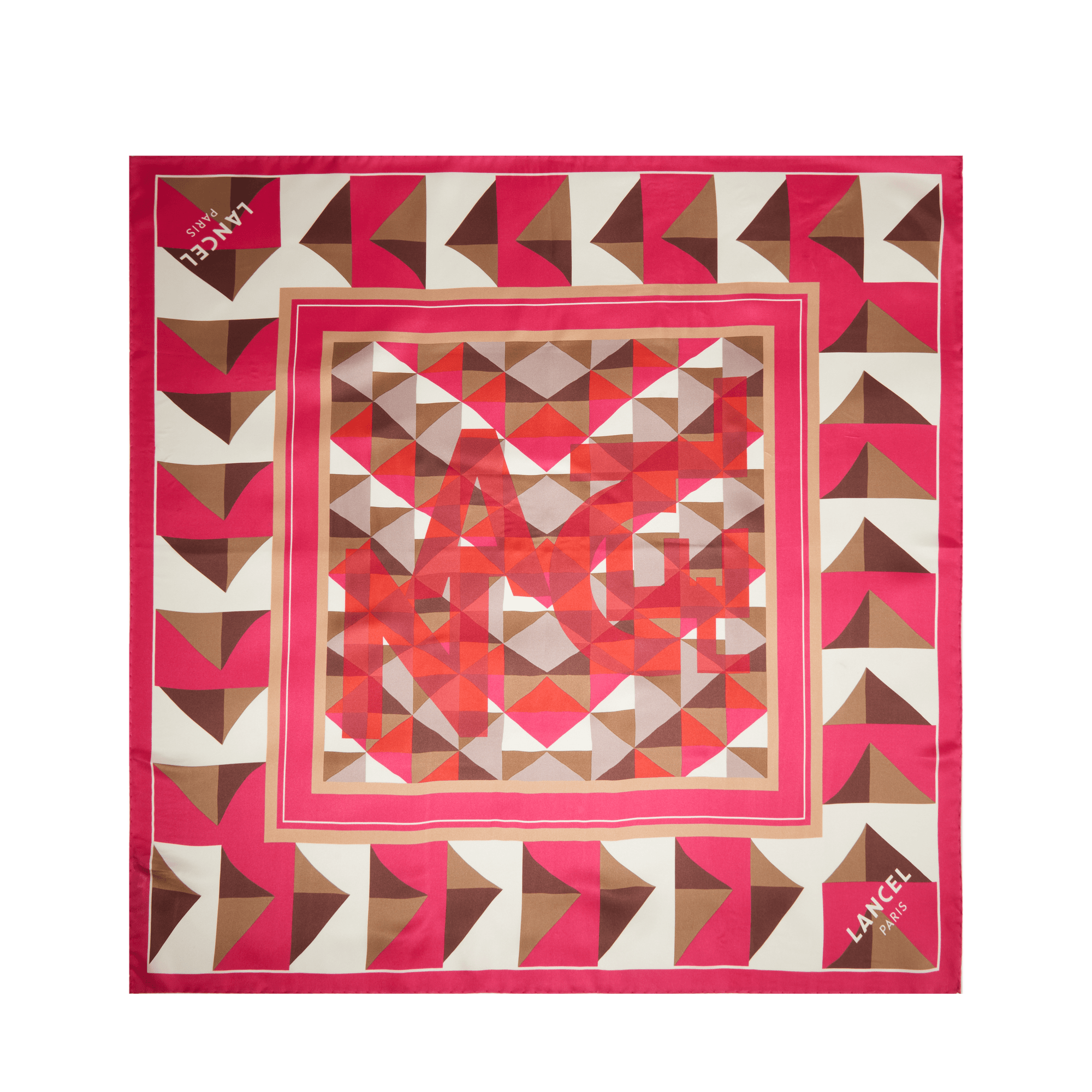 Carré de soie 70 motif labyrinthe LANCEL Violet