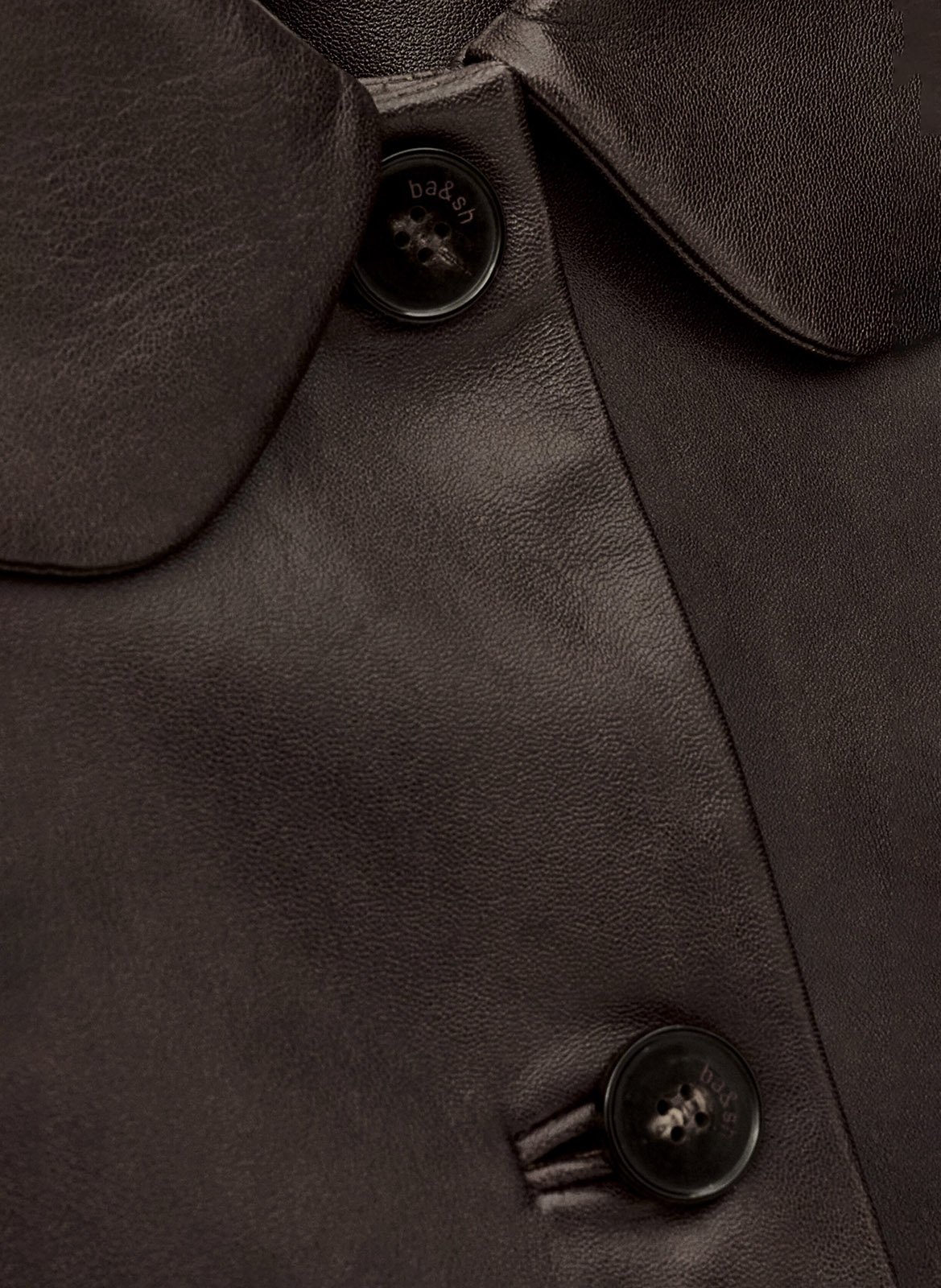 Veste en cuir col chemise madie BA&SH Marron