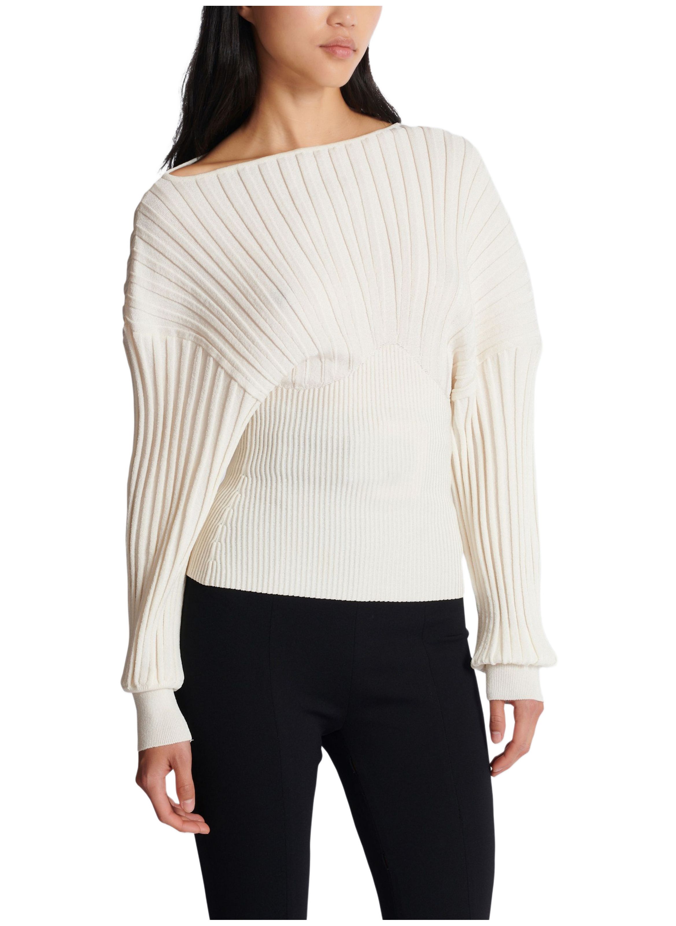 Pull en maille tube BALMAIN Blanc