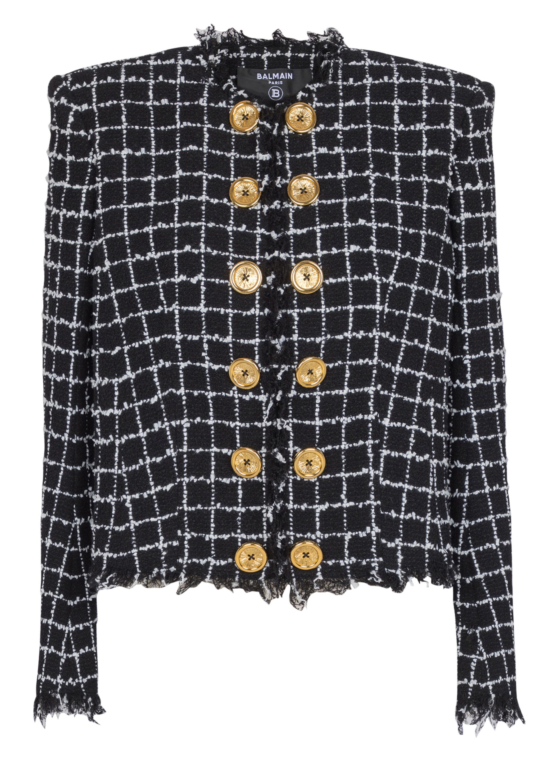 BALMAIN Spencer en tweed Noir