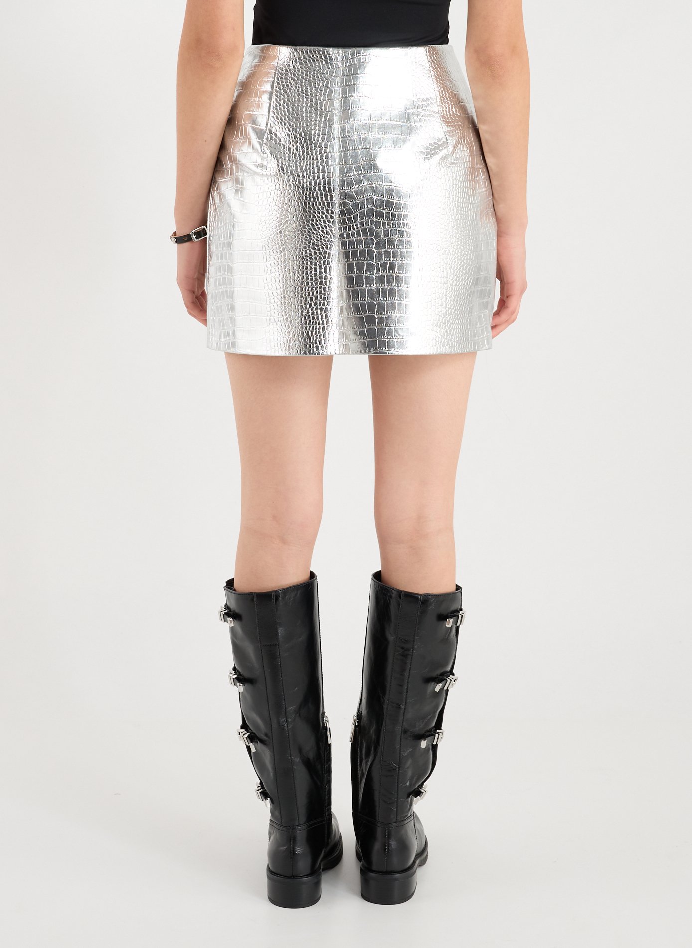 Metallic short skirt TOPSHOP Silver
