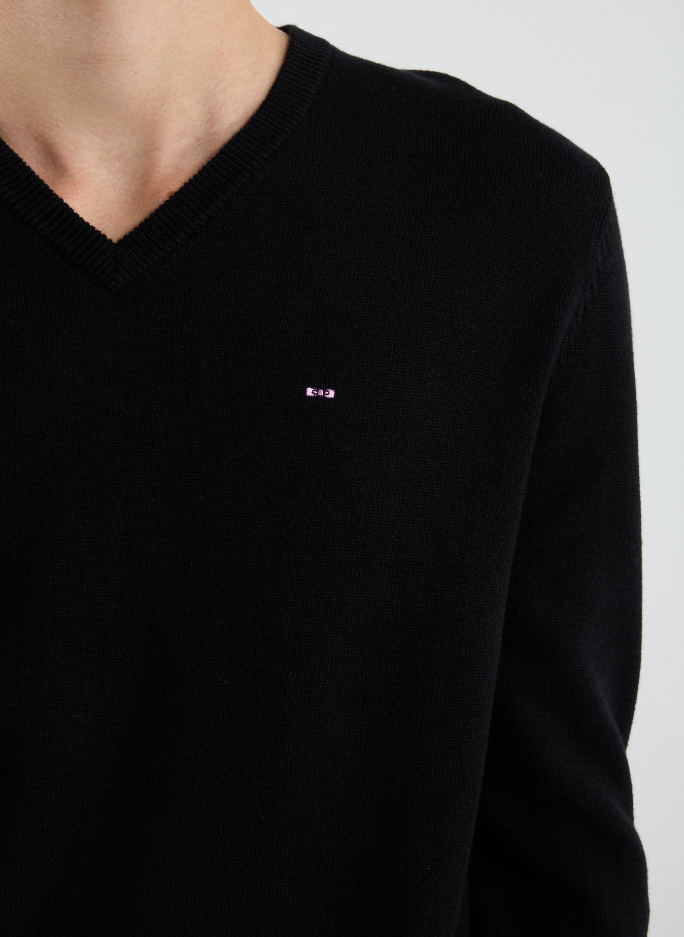 V-neck wool and cotton sweater EDEN PARK Black