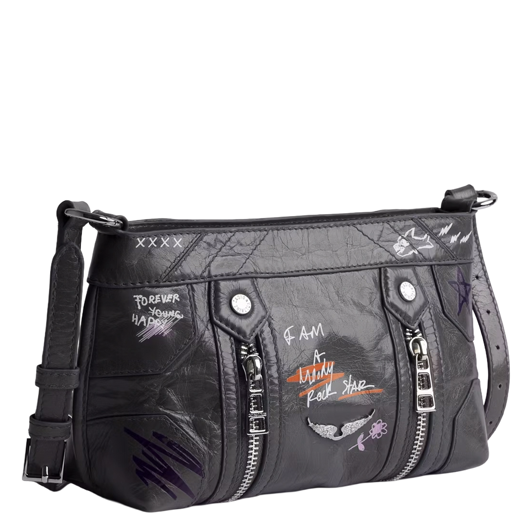 Sac banvoulière en cuir sunny mood ZADIG&VOLTAIRE Gris