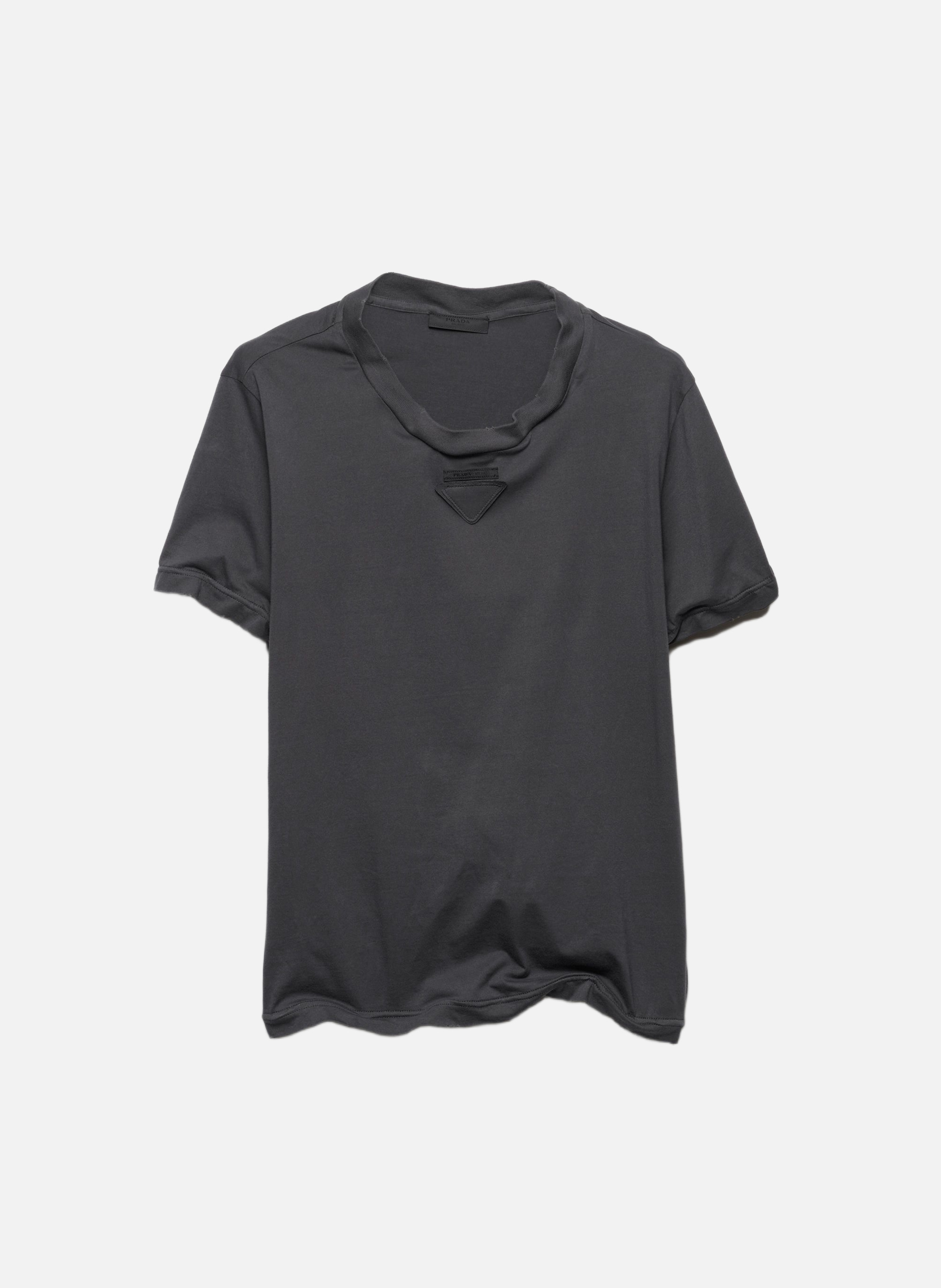 T-shirt en coton malléable PRADA Gris