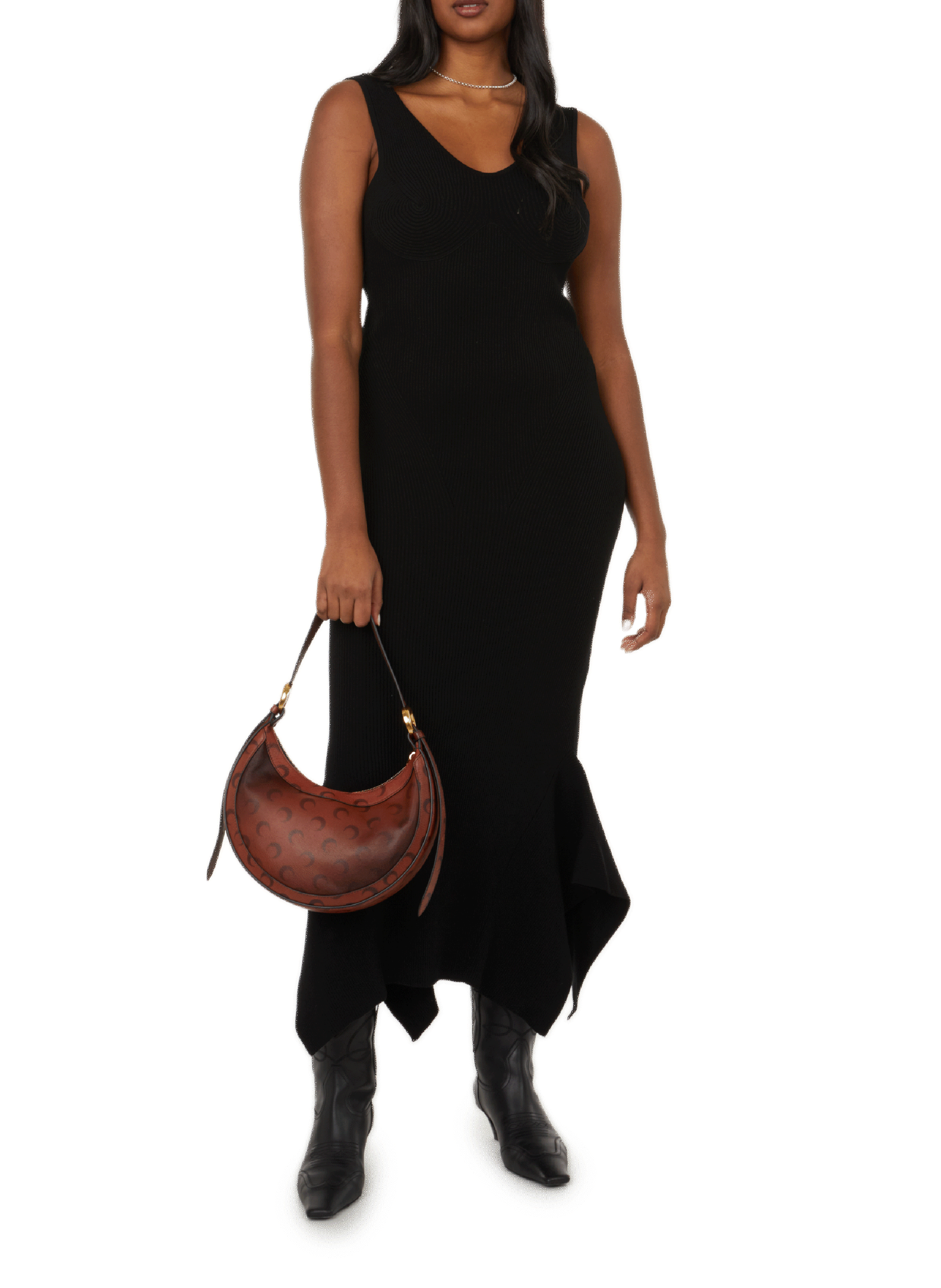 MARINE SERRE Knitted maxi dress Black