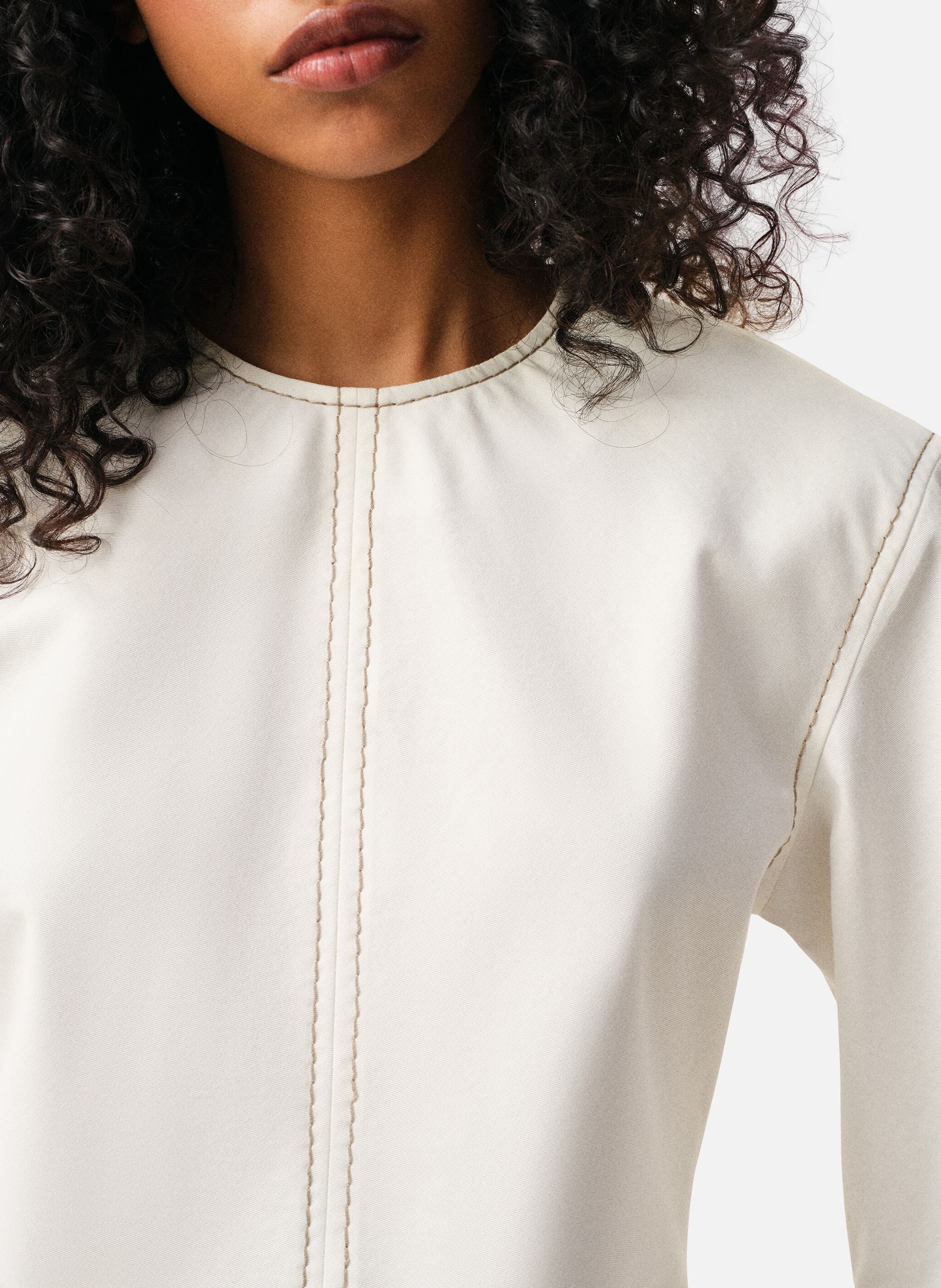 Top ajusté manches courtes en coton AMI PARIS Blanc