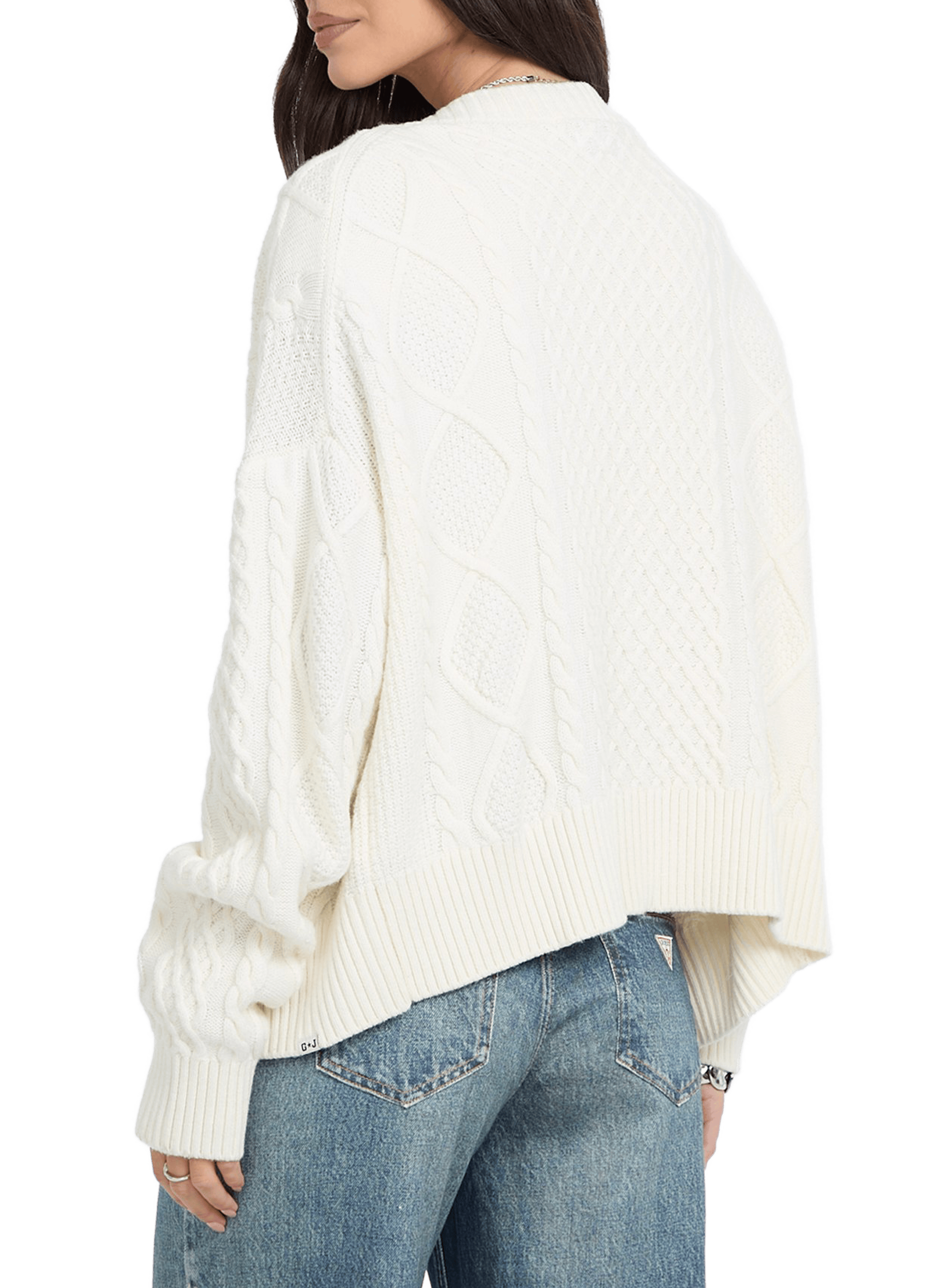 Cardigan en coton et laine mélangée GUESS Beige