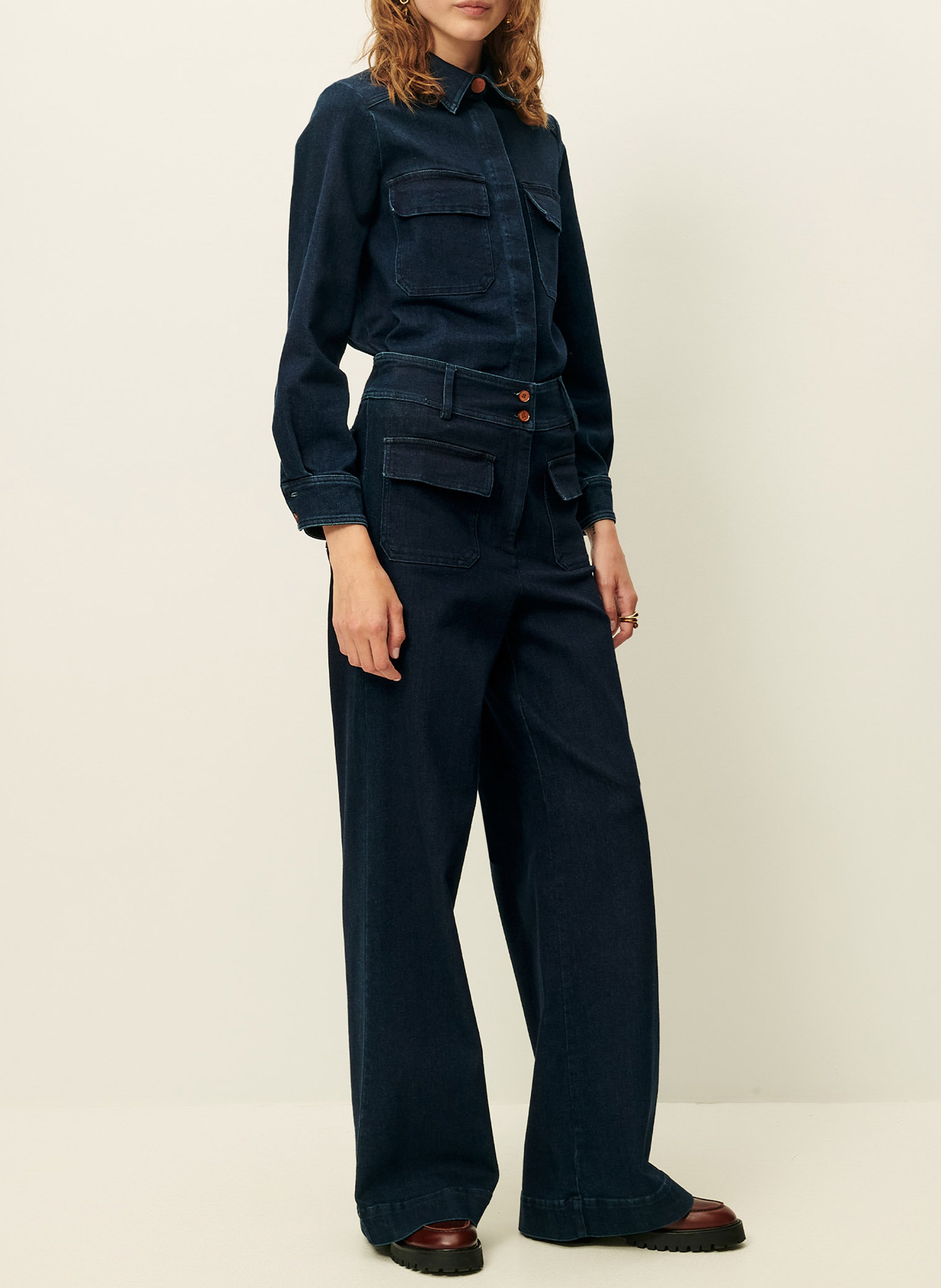 Pantalon flare en denim léger manhattan SESSUN Bleu