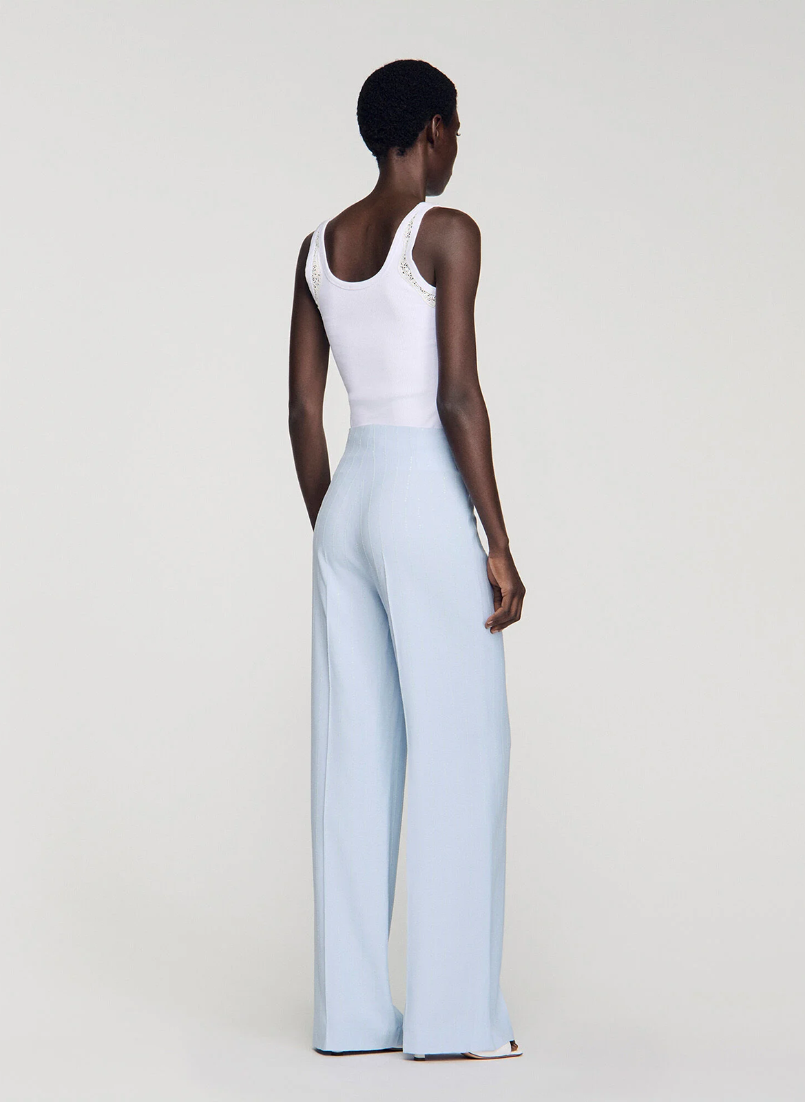 Pantalon droit à rayures SANDRO Bleu