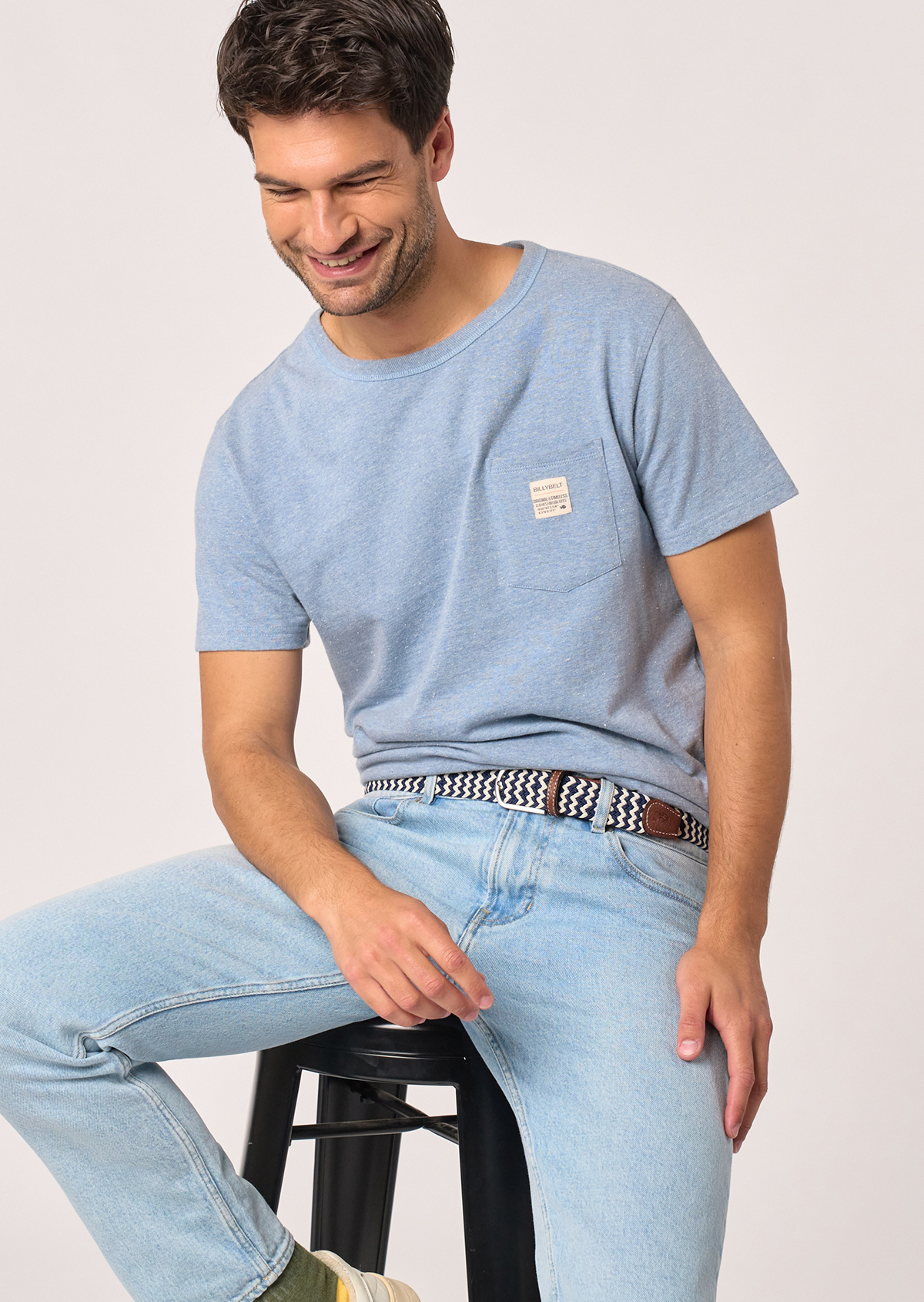 Ceinture tressée élastique multicolore BILLYBELT Bleu