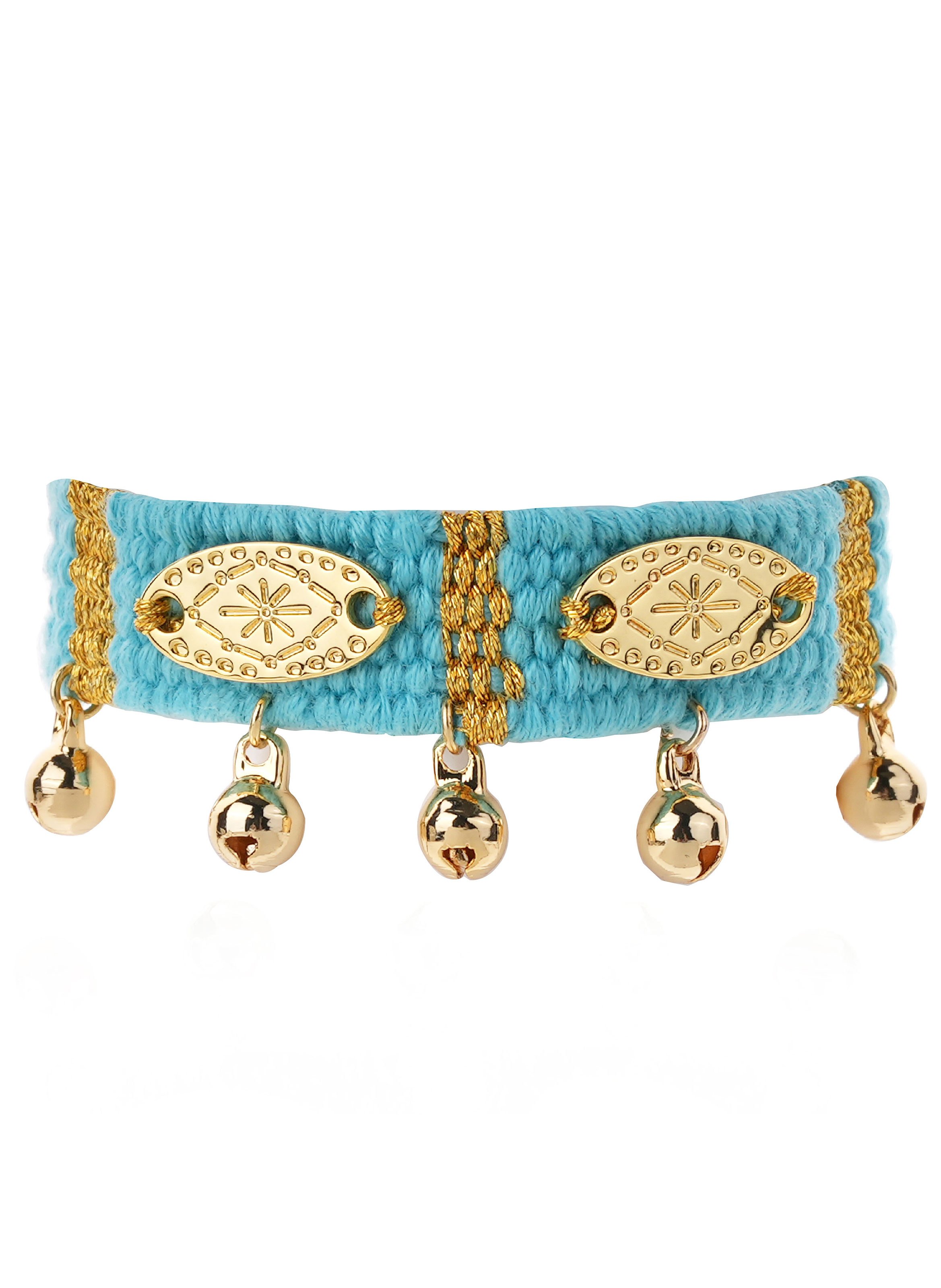 Bracelet en tissu coloré réglable avec pampilles TODOBEM HIPANEMA Bleu