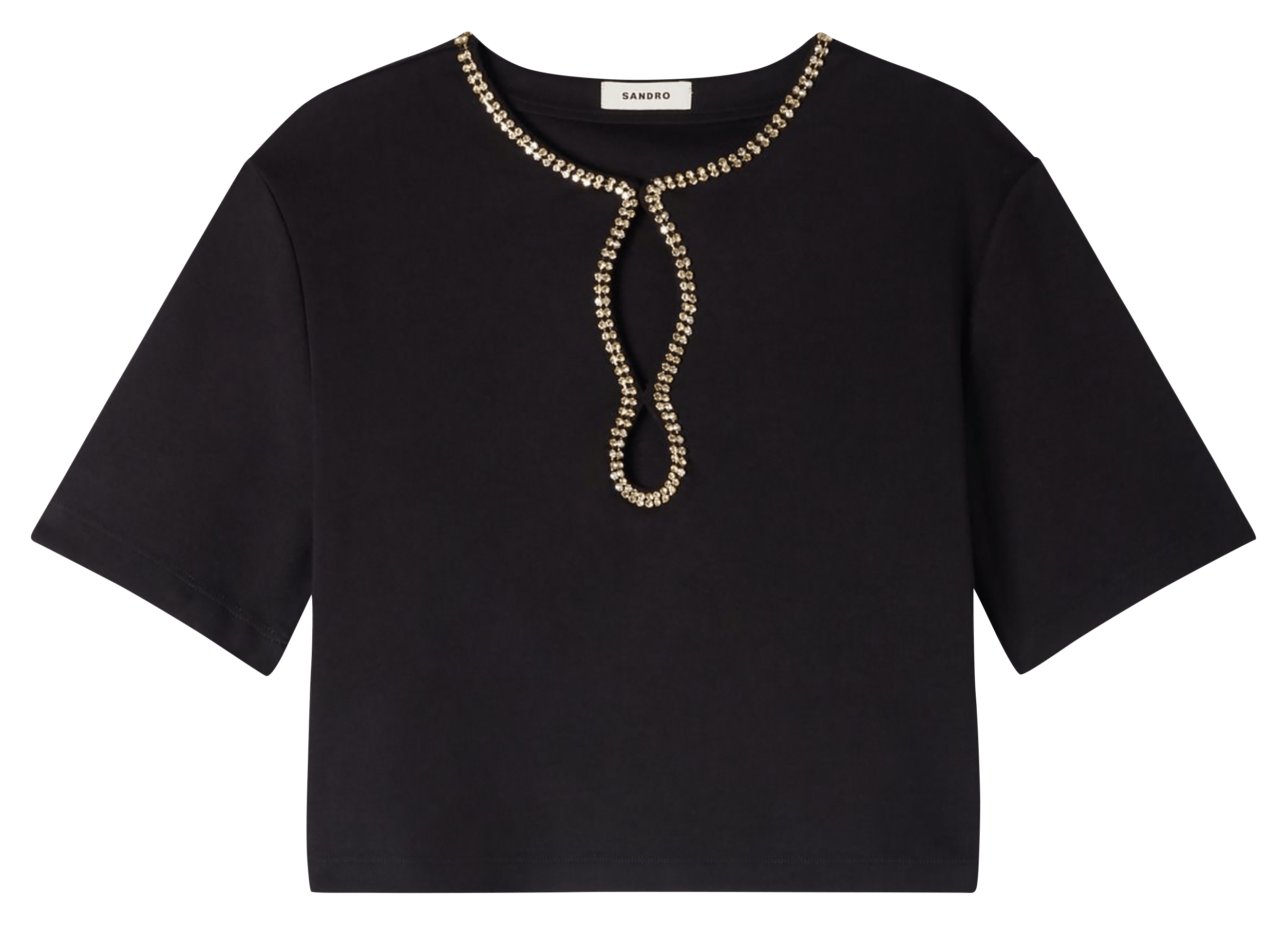 T-shirt droit col rond en coton mélangé SANDRO Noir