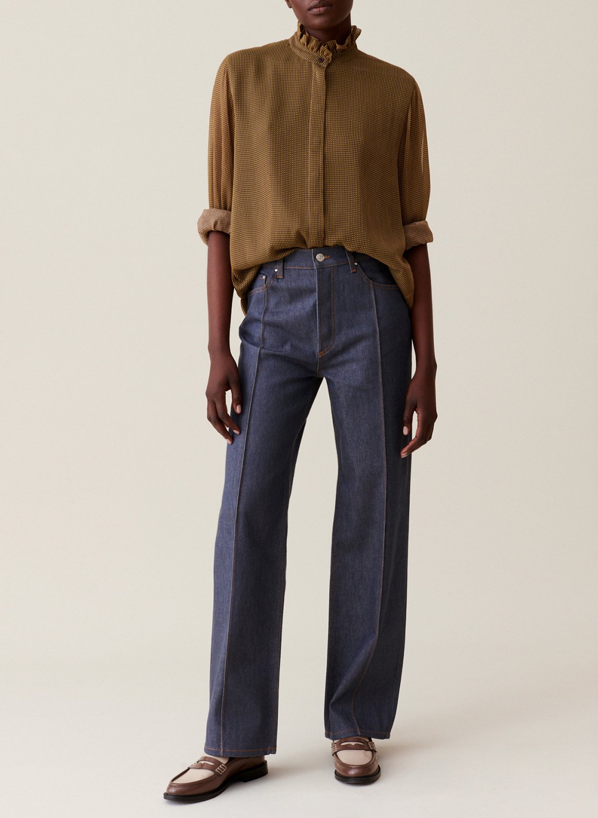 Chemise fluide à petits carreaux CLAUDIE PIERLOT Jaune