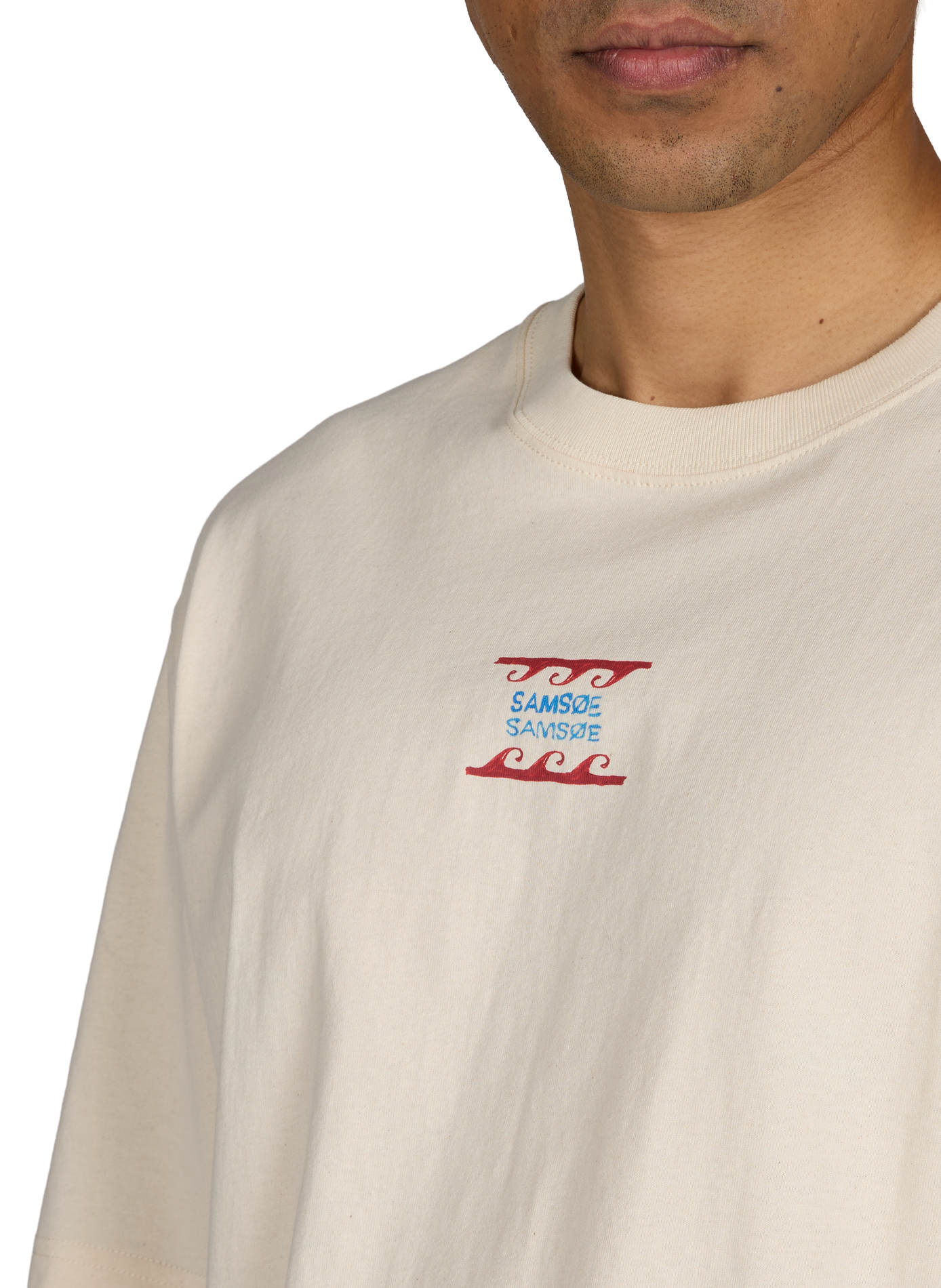 Biker-style cotton t-shirt SAMSOE SAMSOE Beige