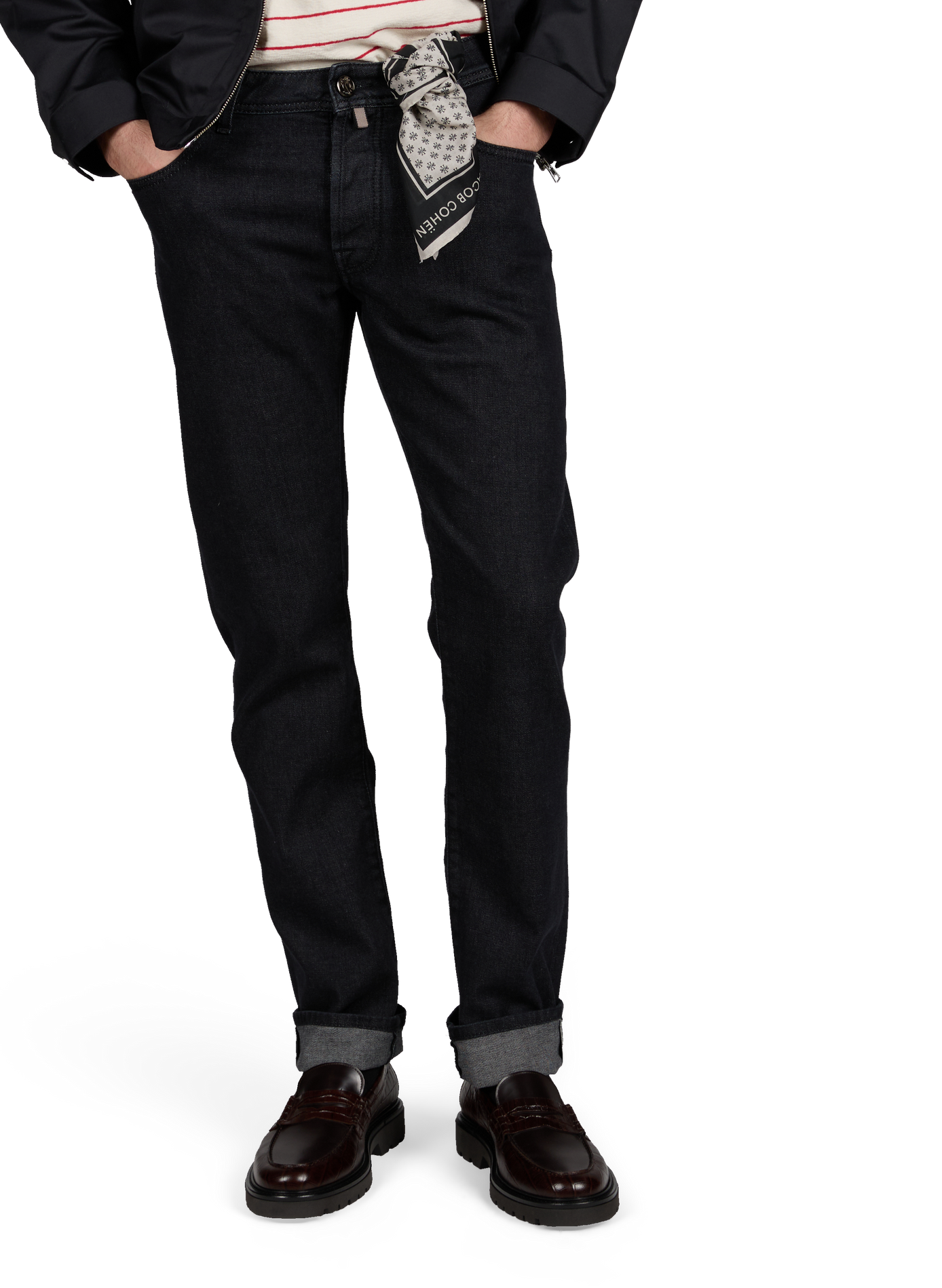 Straight-cut cotton-blend jeans JACOB COHEN Black