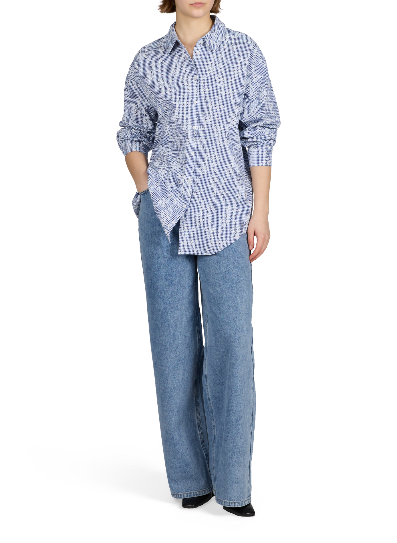 Chemisier droit Objciara imprimé en coton OBJECT Bleu