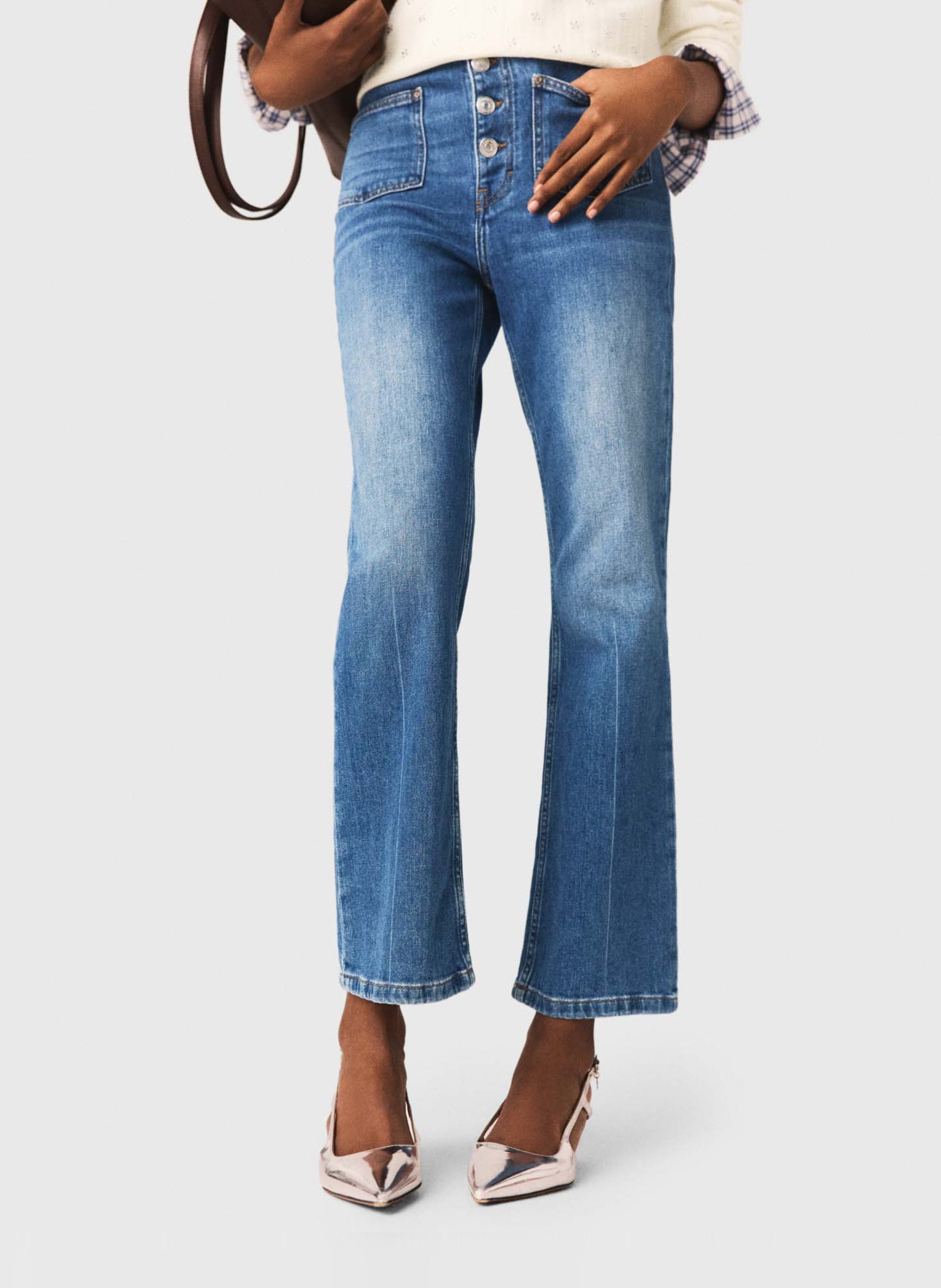 Jean cropped en coton mélangé MAJE Bleu