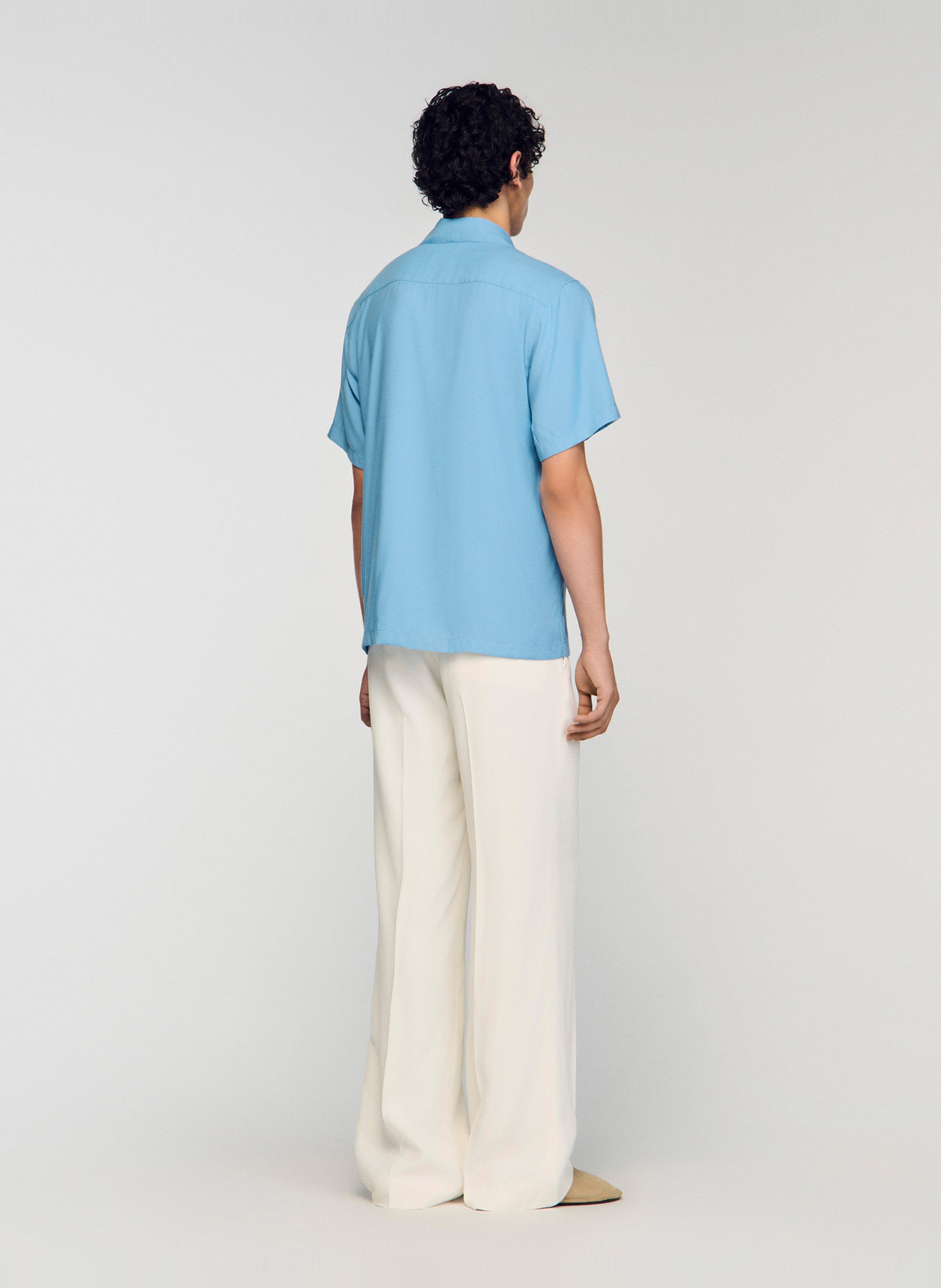 Chemise droite col cubain SANDRO Bleu