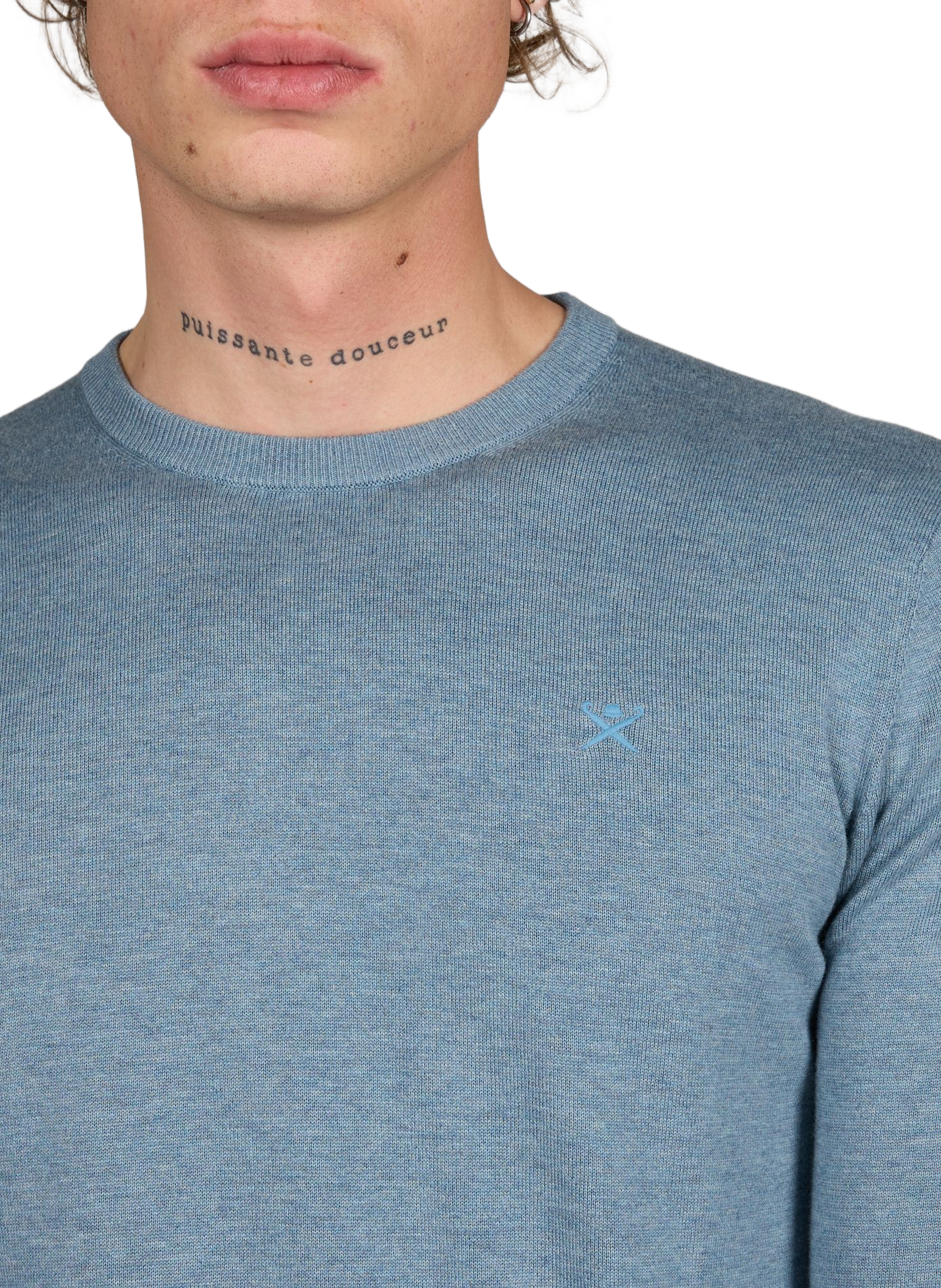 Round neck sweater in cotton and silk HACKETT Blue