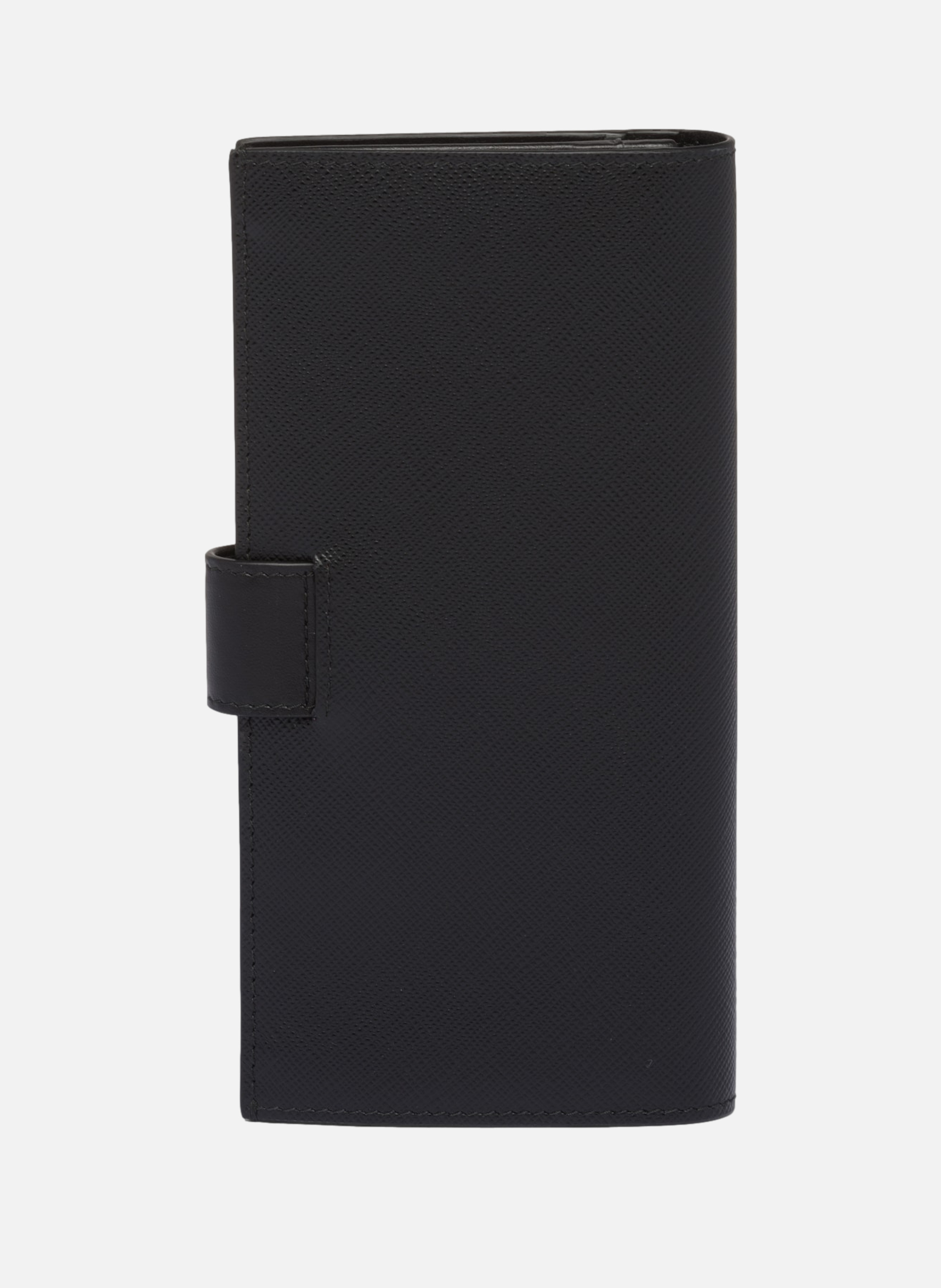 Grand portefeuille en cuir et cuir saffiano PRADA Noir