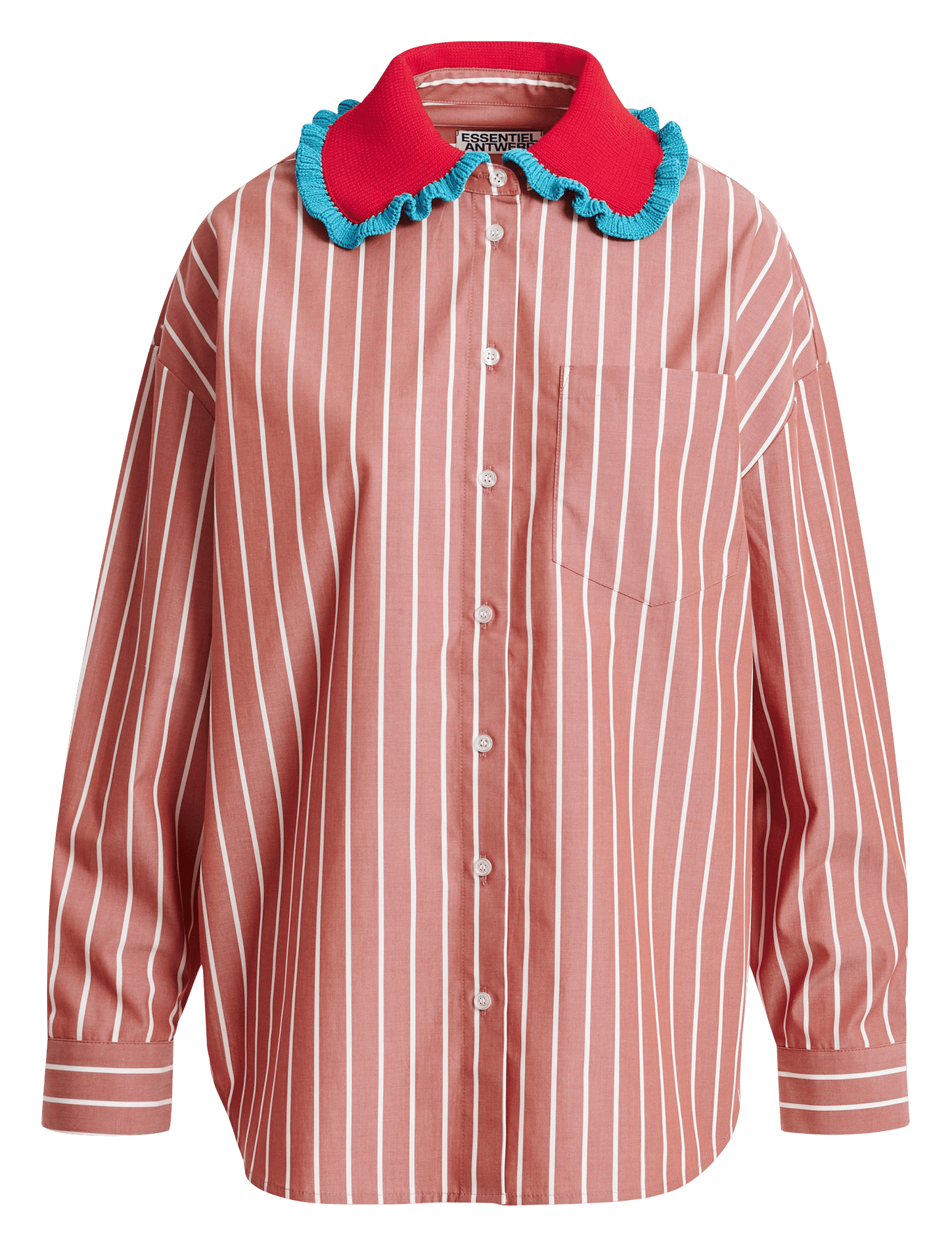 Chemise oversize col classique en coton rayé joyful ESSENTIEL ANTWERP Orange