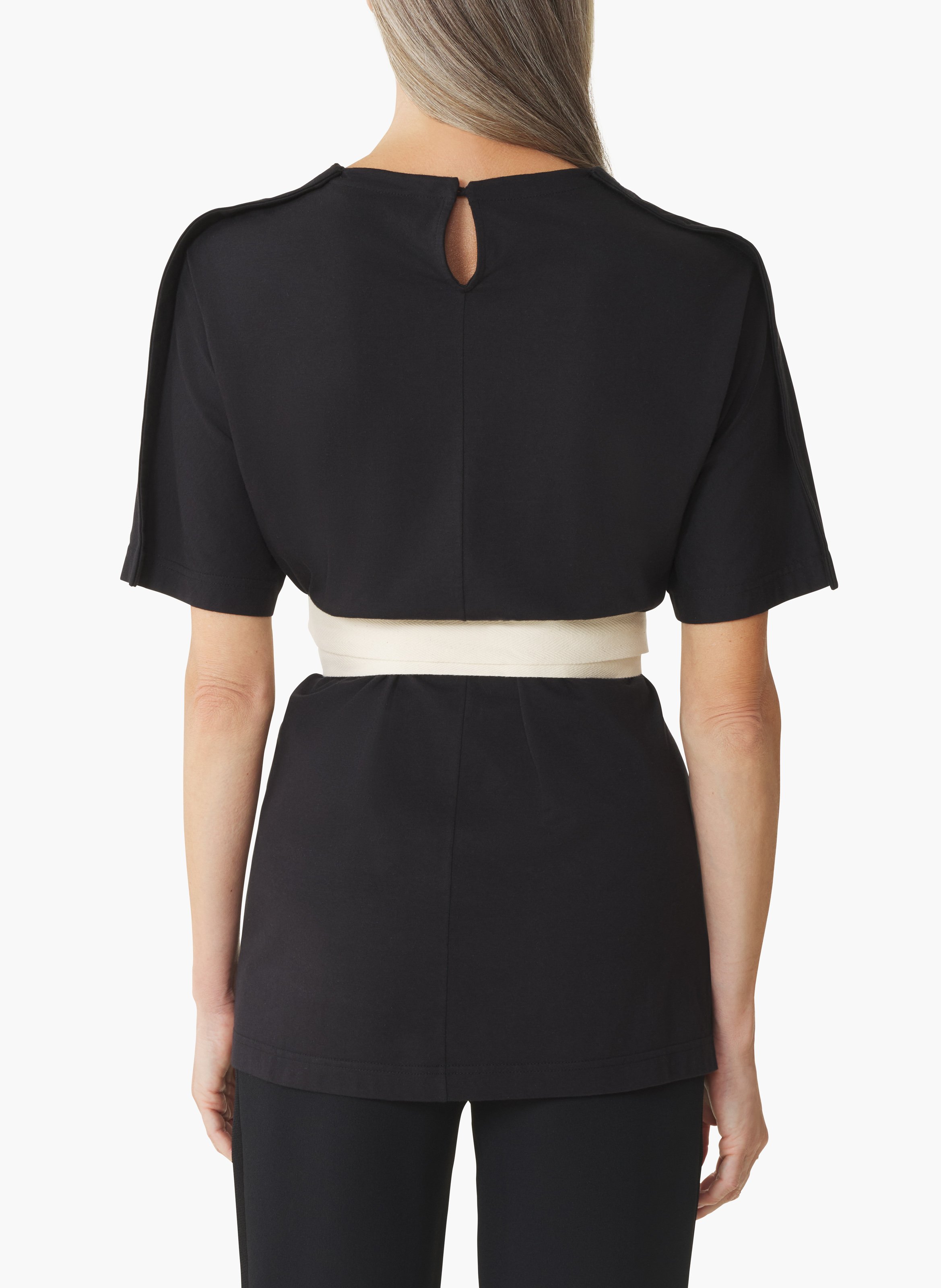T-shirt ceinturé en coton et soie LANVIN Noir