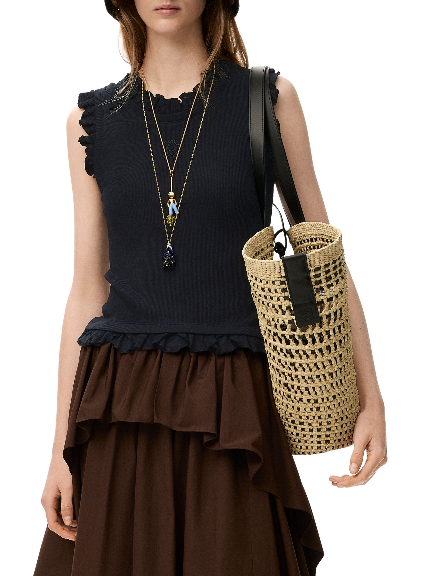 Stretch cotton tank top LOEWE Black