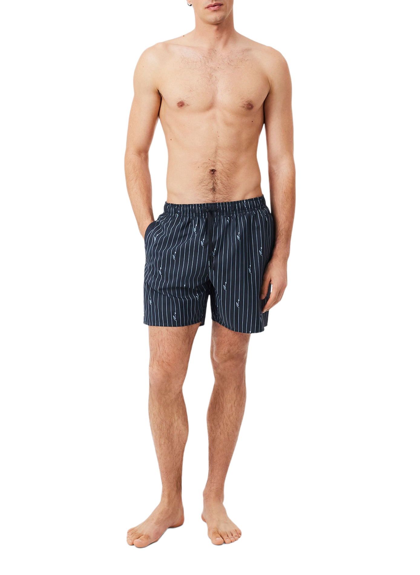 Bañador a rayas LACOSTE Negro