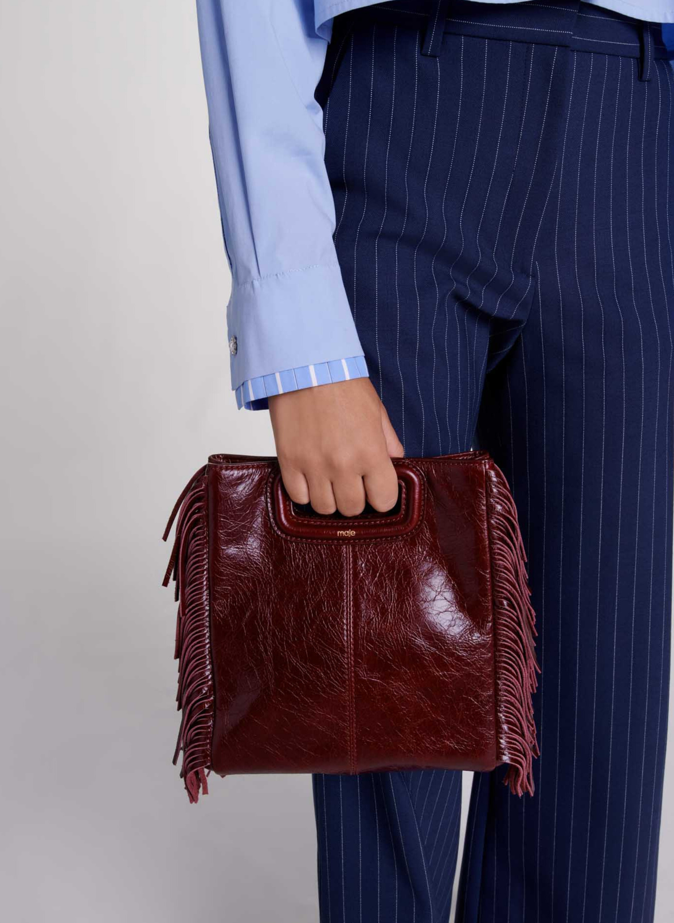 Sac bandoulière en cuir m MAJE Rouge