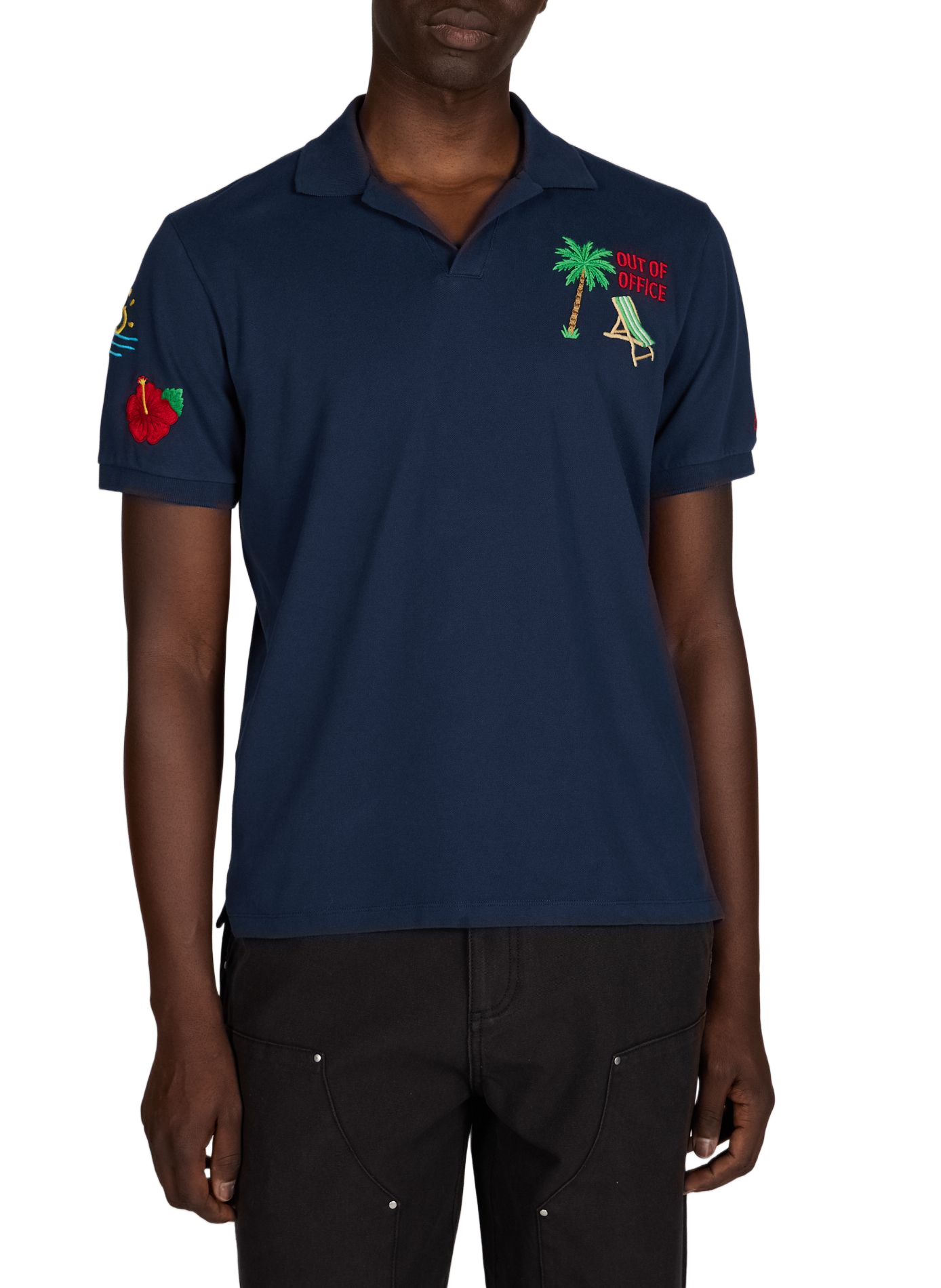 Polo con múltiples bordados en mezcla de algodón MC2 SAINT BARTH Azul