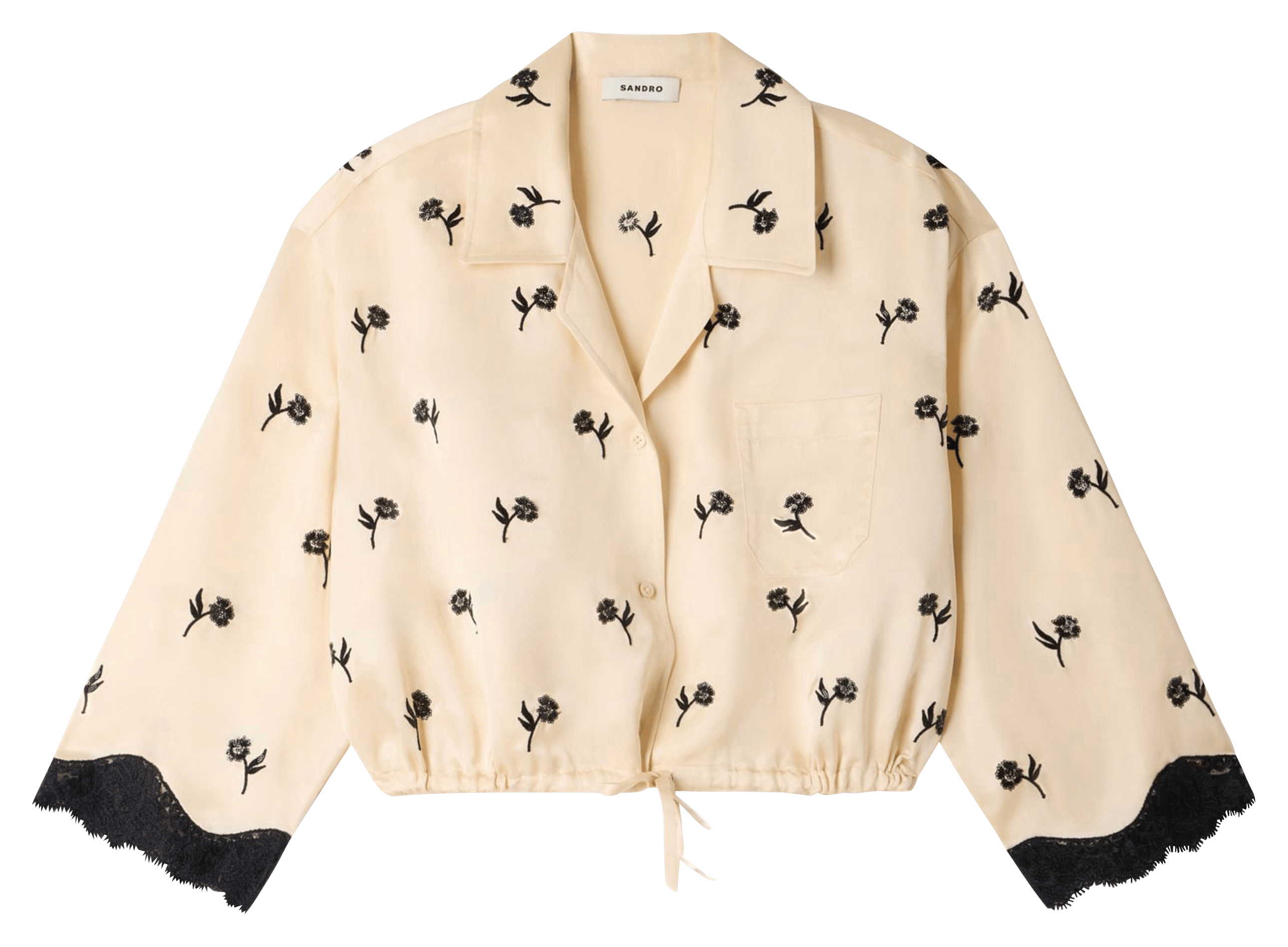 Top court imprimé col classique SANDRO Beige