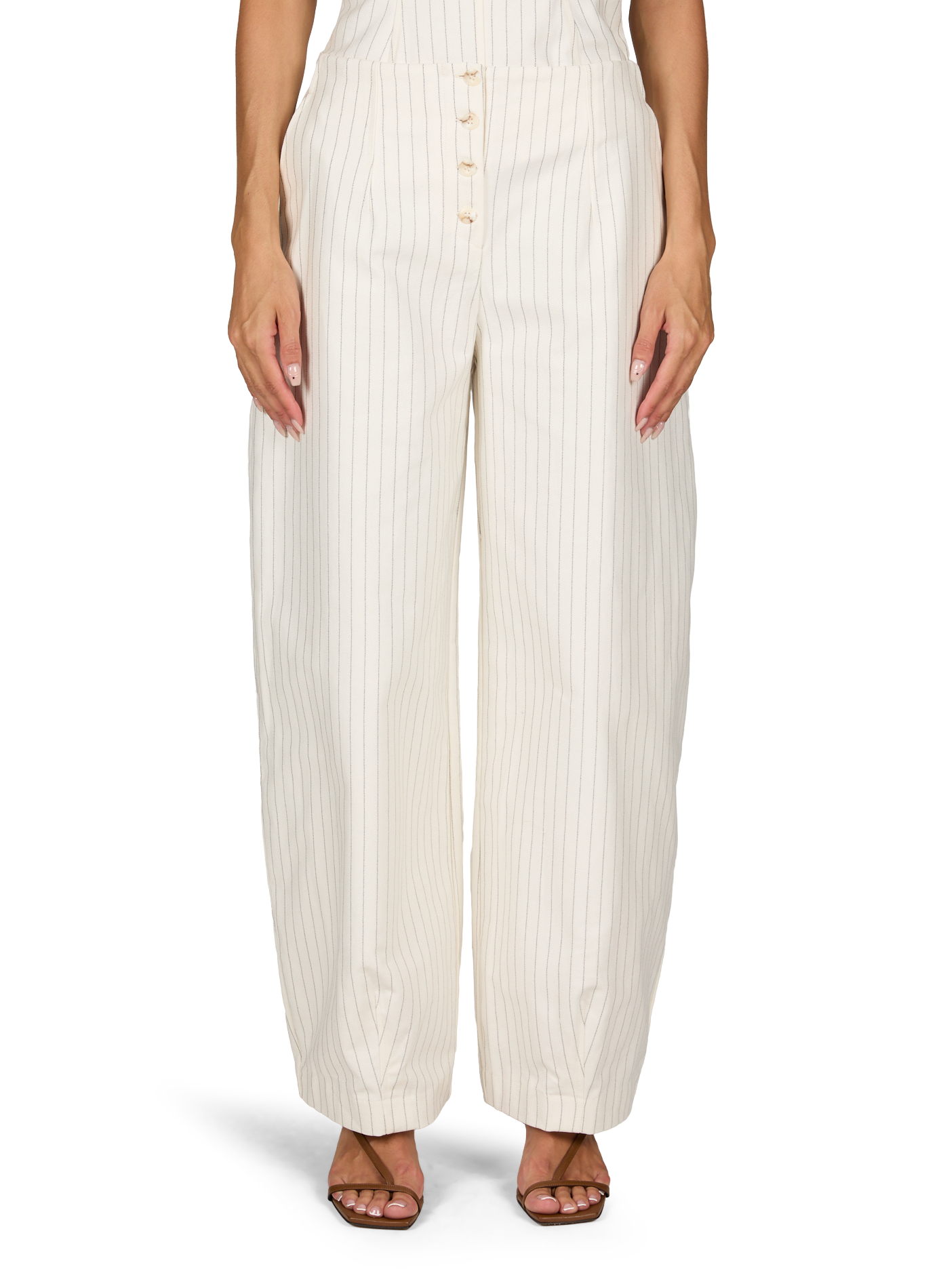 Jean barrel rayé en coton  TOPSHOP Blanc