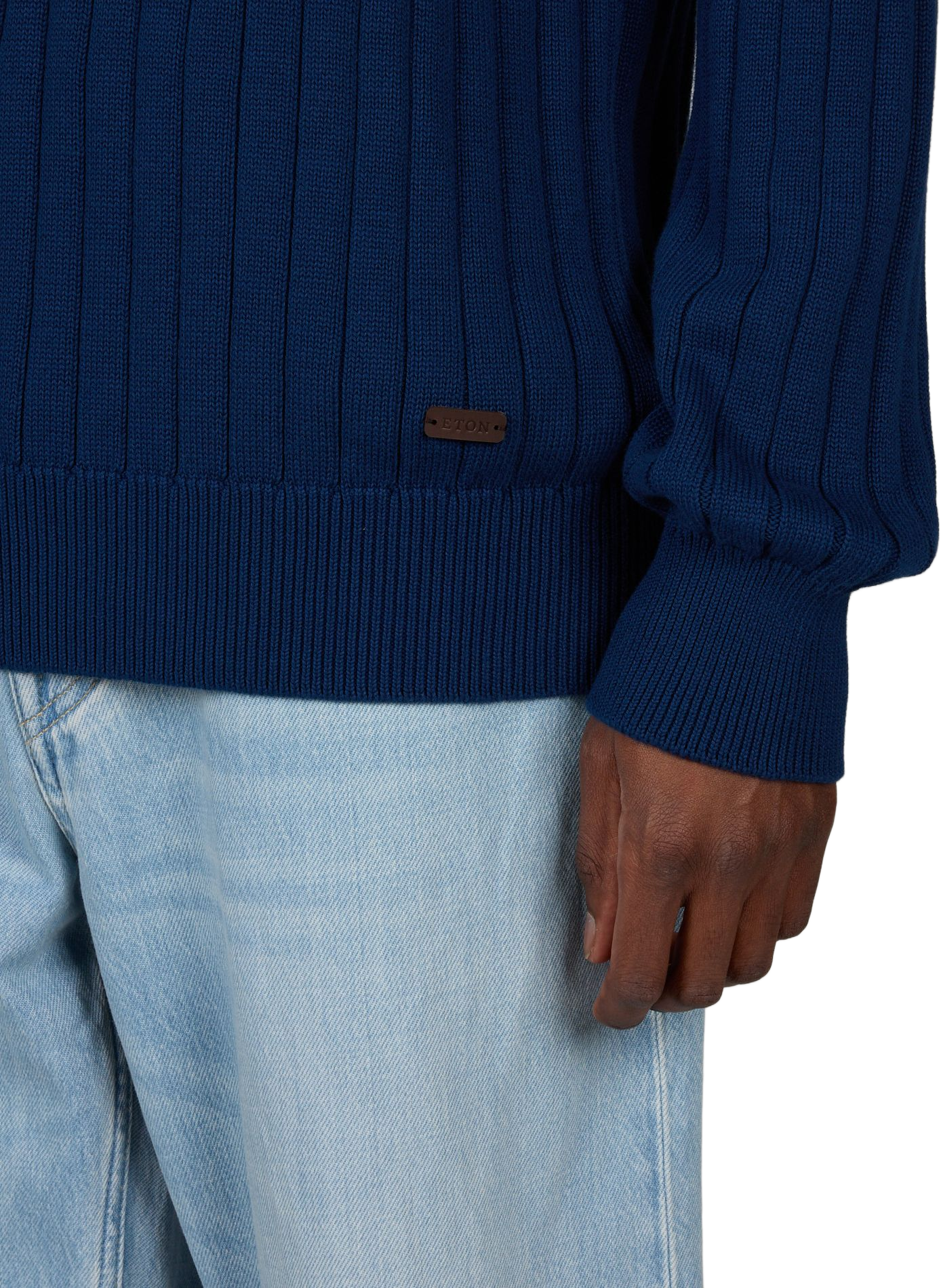 Pull col rond en coton ETON Bleu