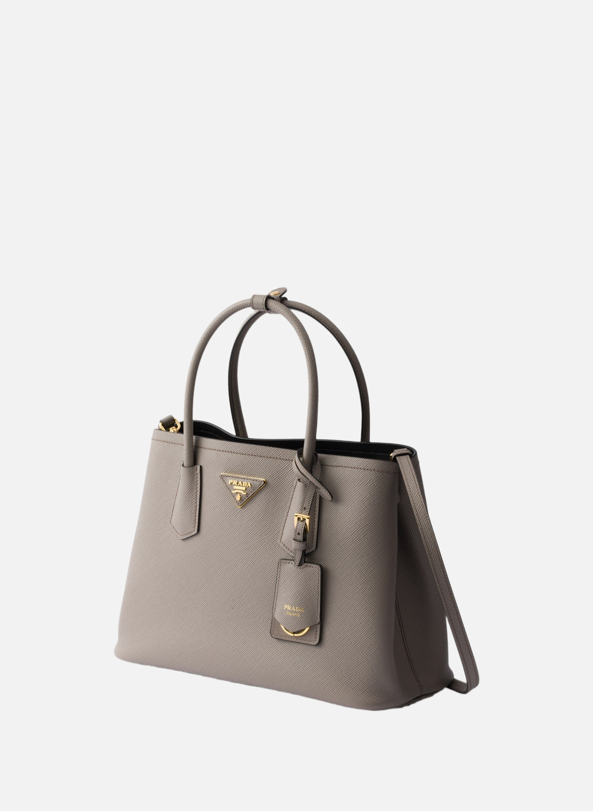 Sac prada double en cuir saffiano PRADA Gris