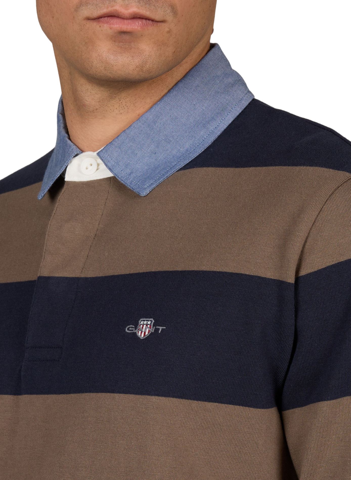 Long-sleeved cotton polo shirt GANT Brown