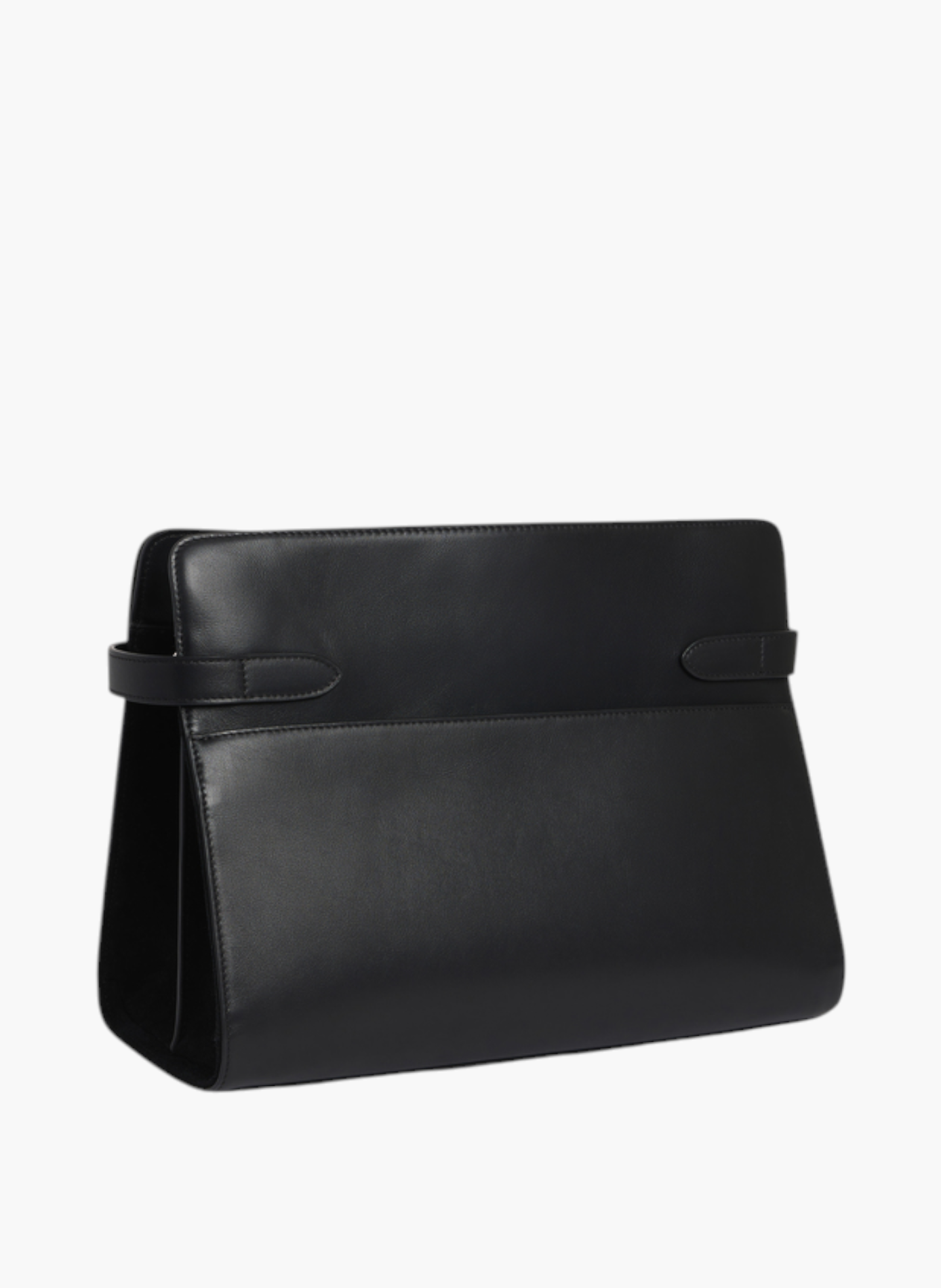 Sac porté épaule grand modèle emie en cuir lisse et refente de velours LE TANNEUR Noir
