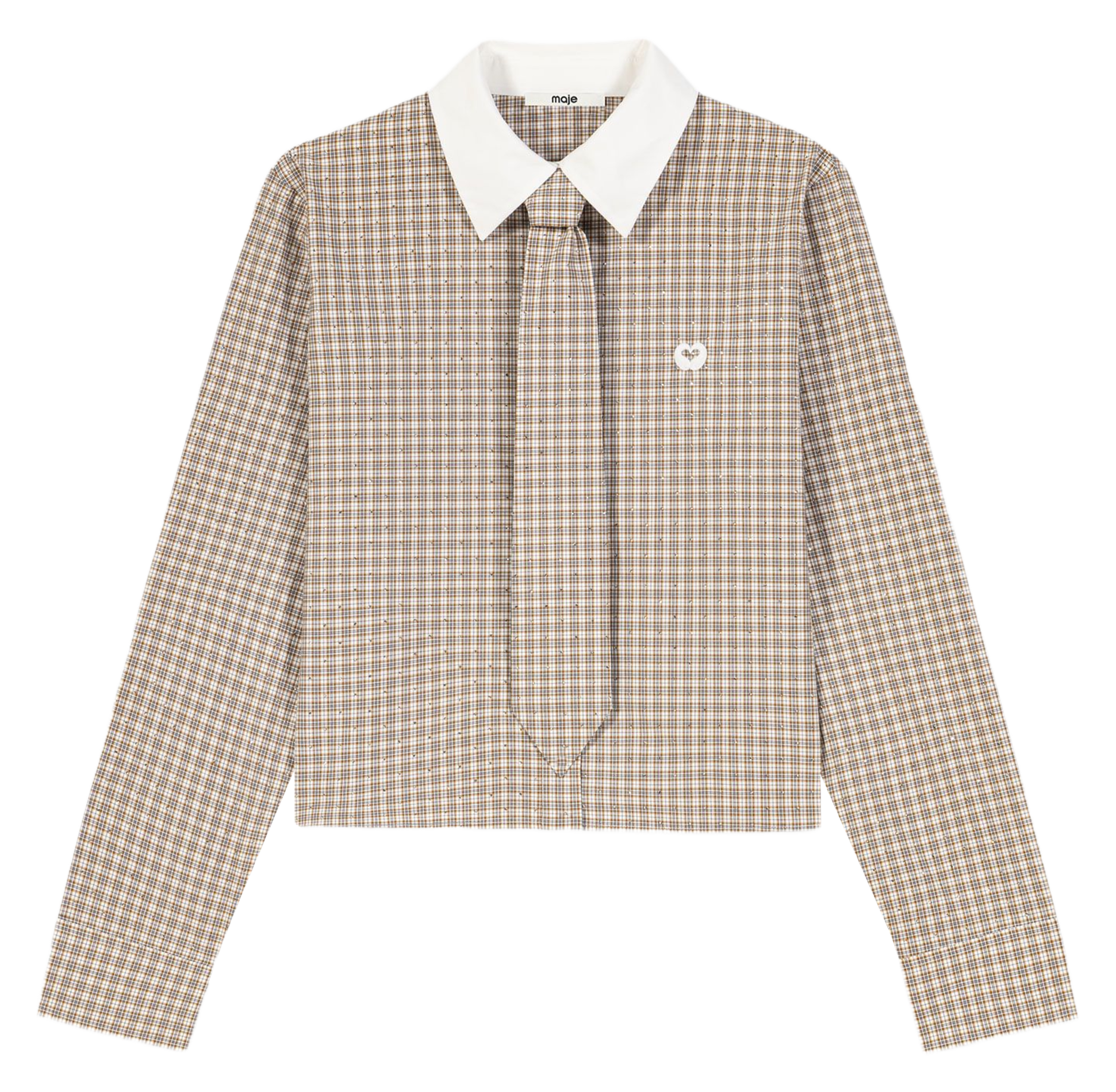 Chemise col classique en coton MAJE Beige