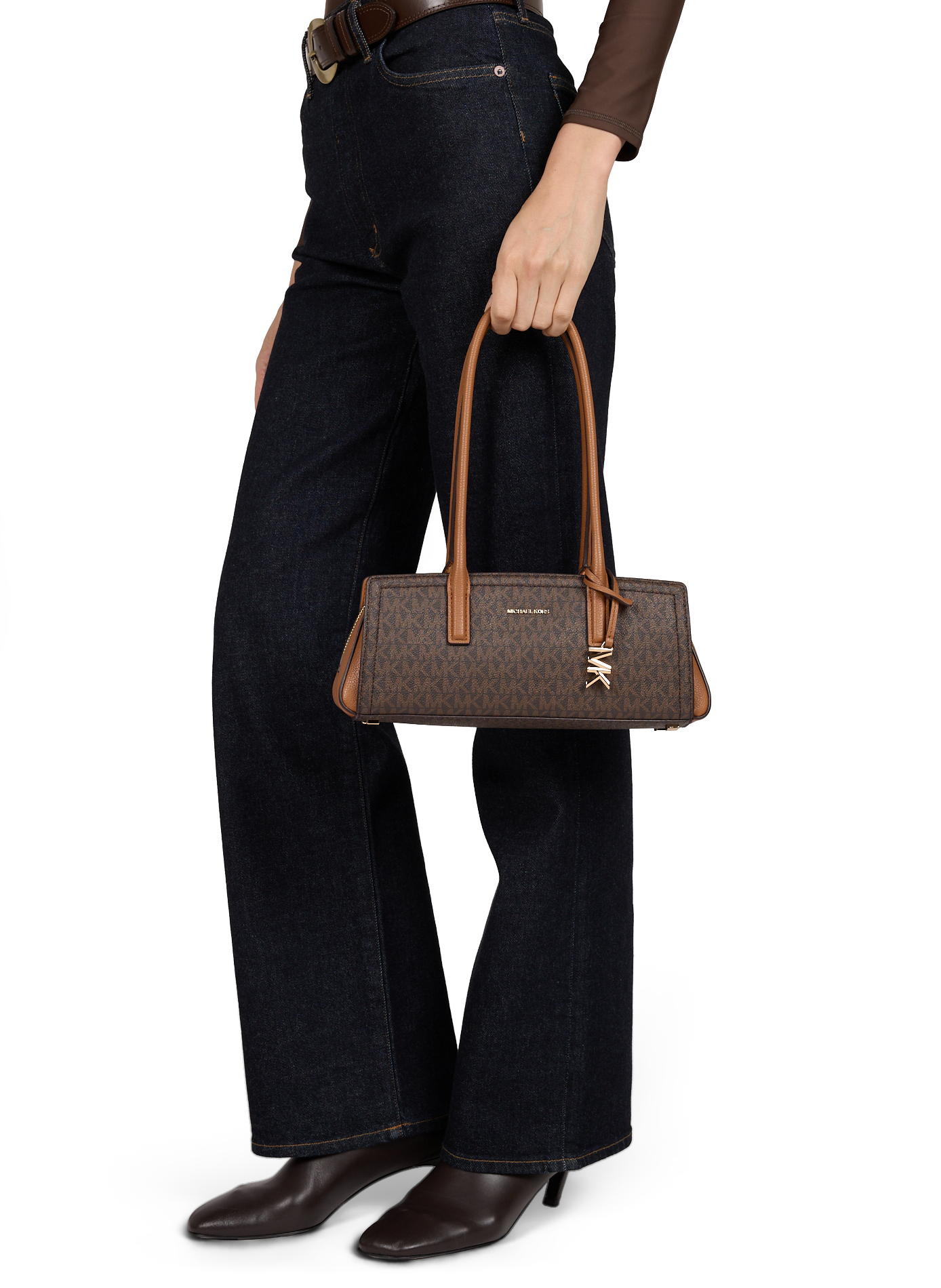 Sac baguette à monogrammes MICHAEL KORS Marron