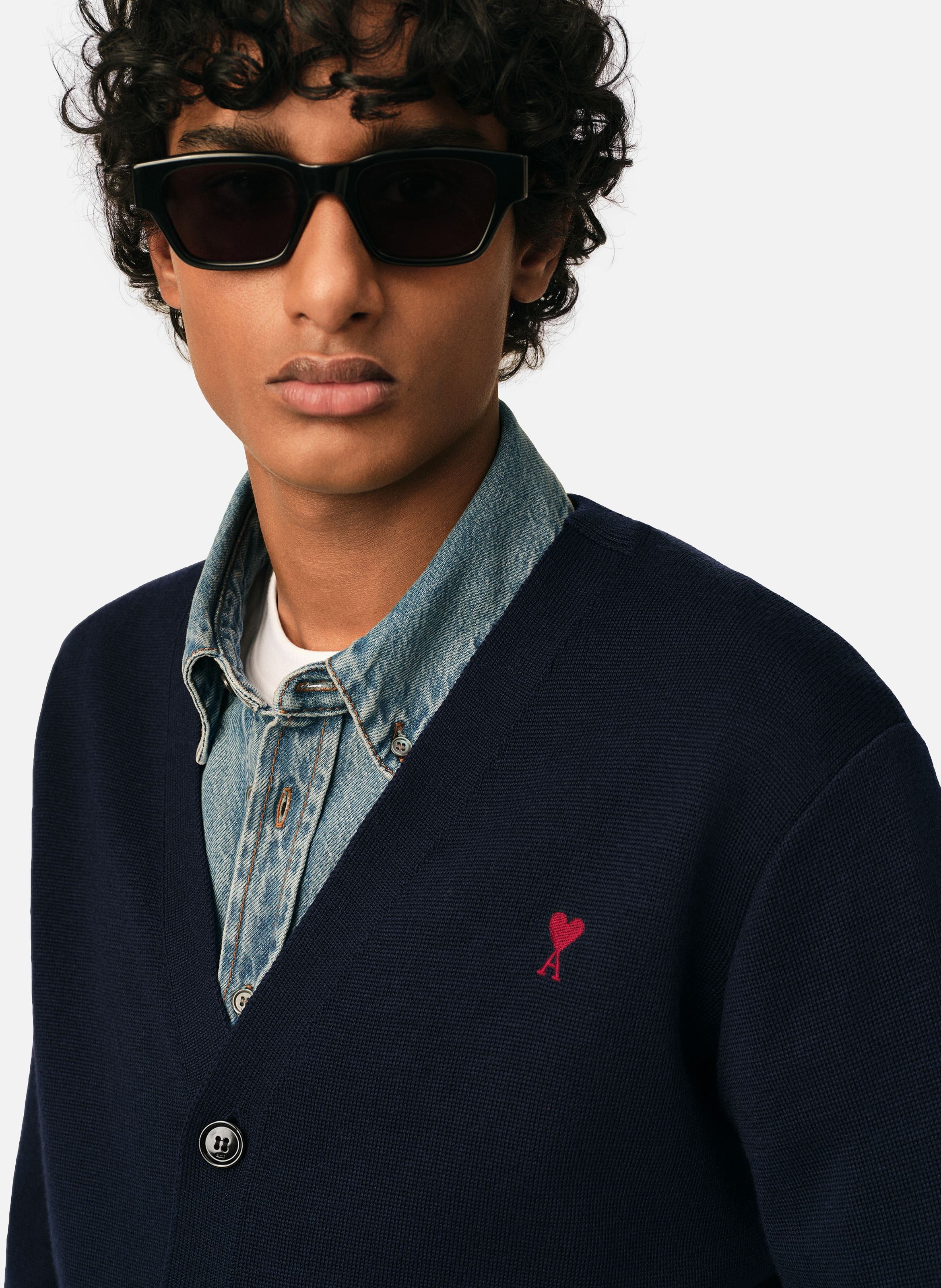 Cardigan ami de coeur en laine AMI PARIS Bleu