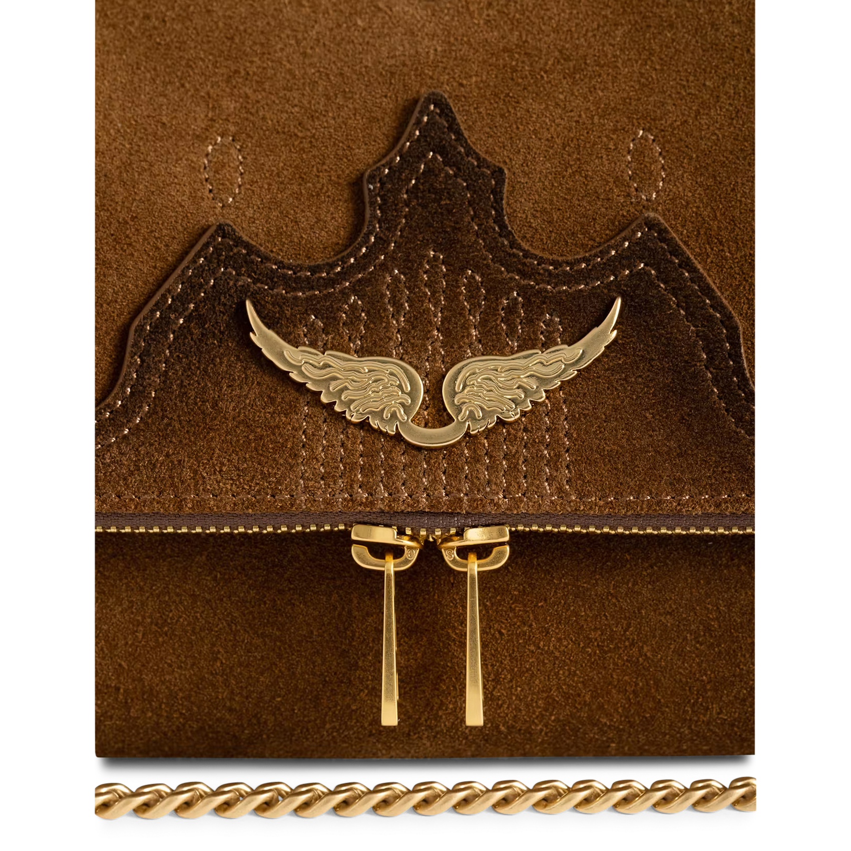 Schoudertas van leer Rocky II ZADIG&VOLTAIRE Bruin