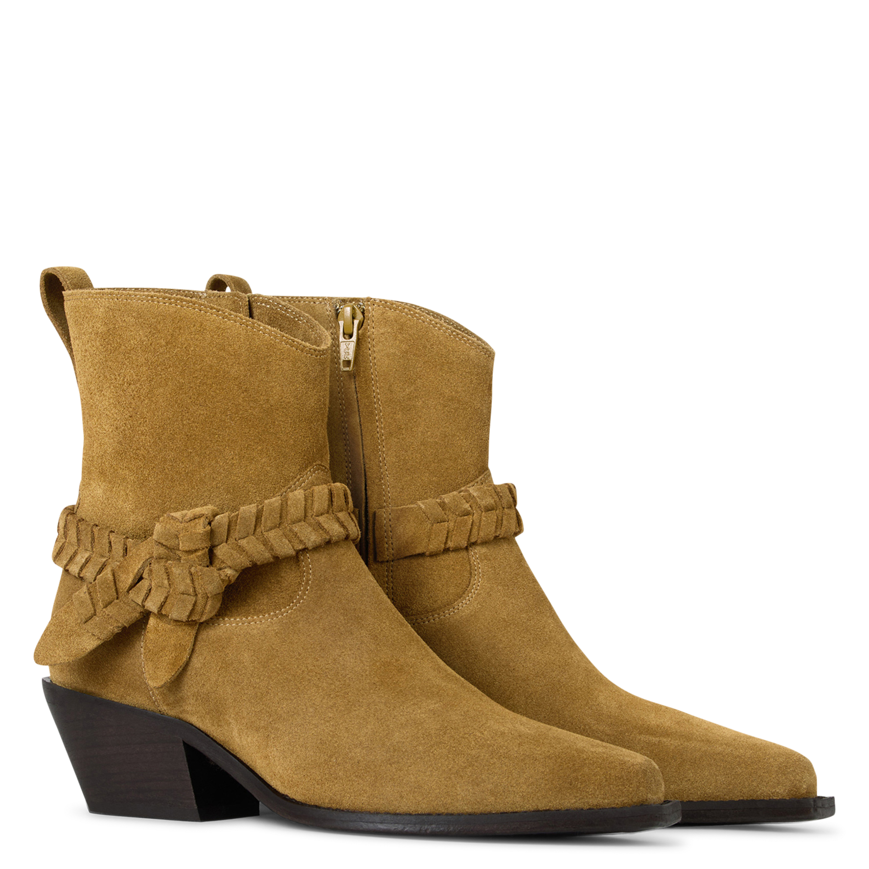 Bottines bout pointu en cuir low cowby BA&SH Marron