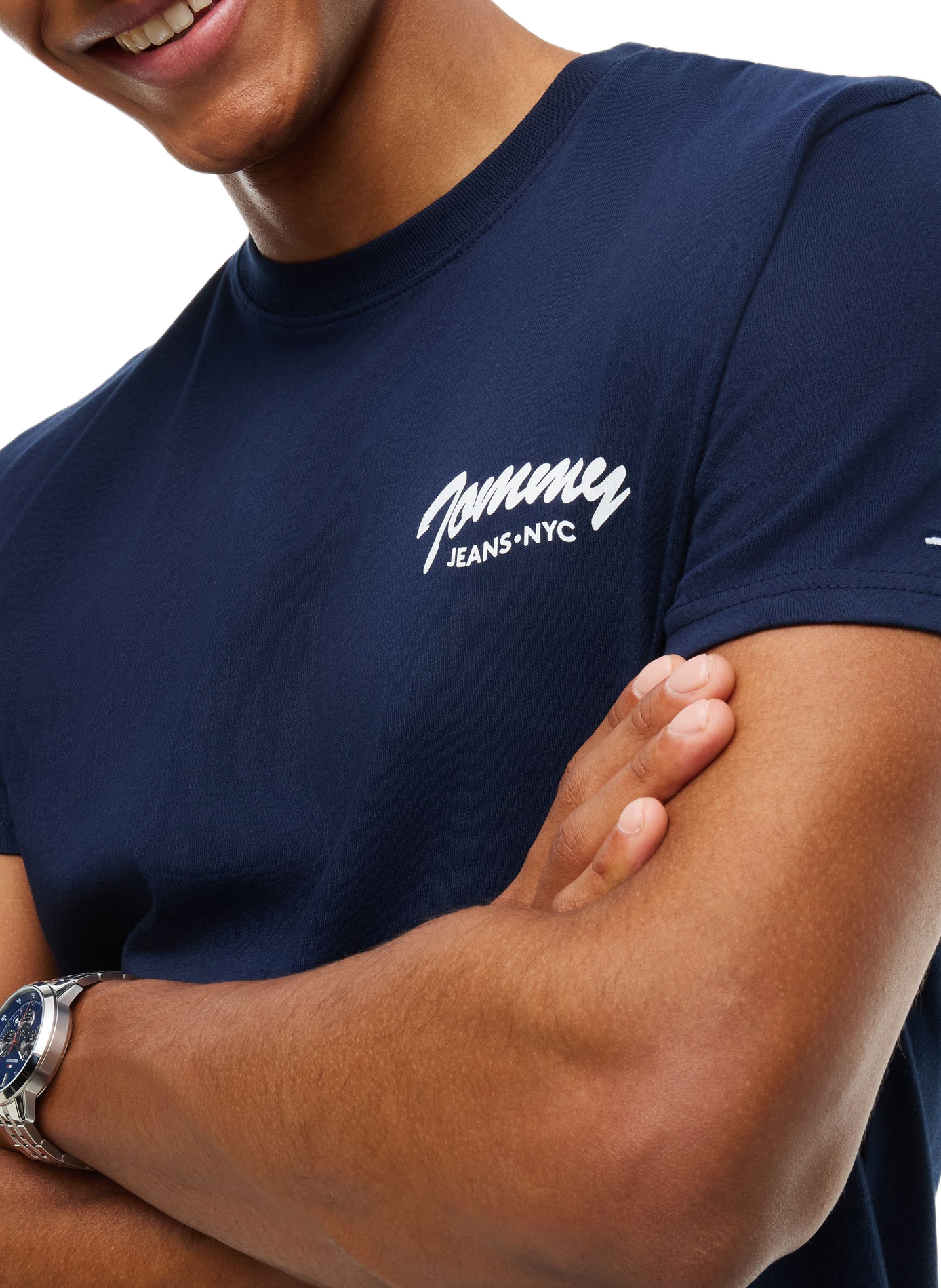 T-shirt col rond uni à sérigraphies TOMMY HILFIGER Bleu